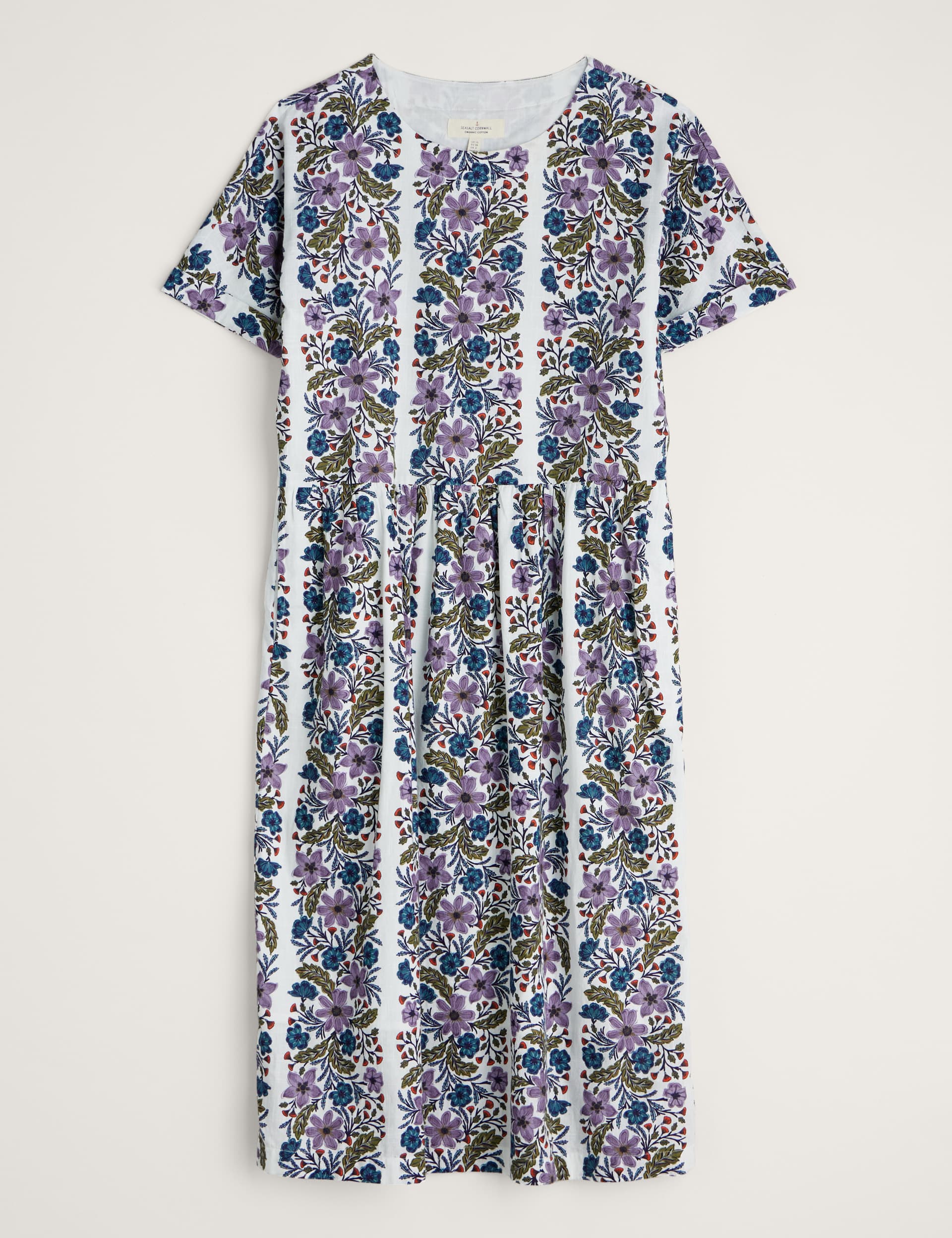 Seasalt Cornwall Women's Pure Cotton Floral Midaxi Waisted Dress - 8REG - White Mix, White Mix