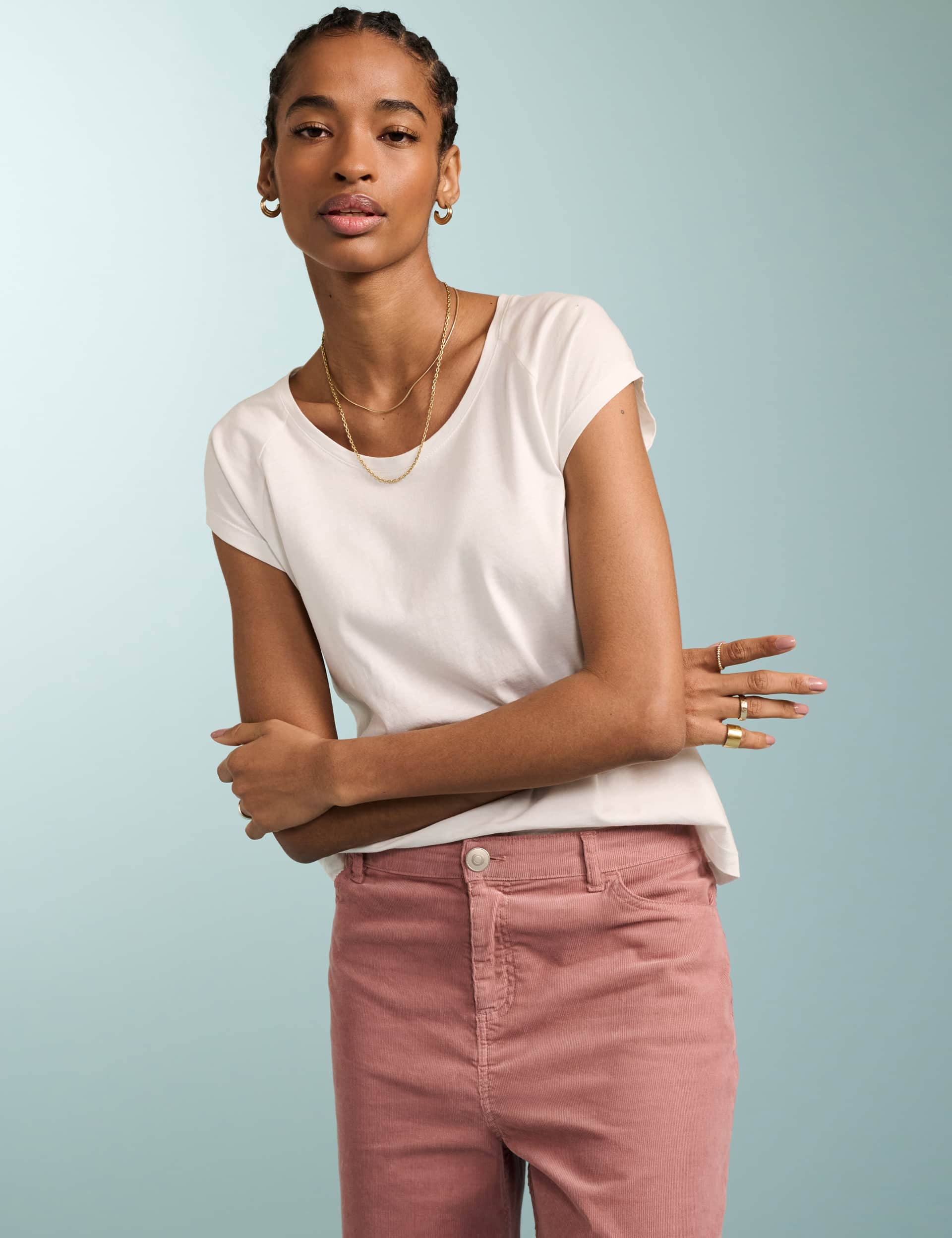 Baukjen Women's Pure Cotton Cap Sleeve T-Shirt