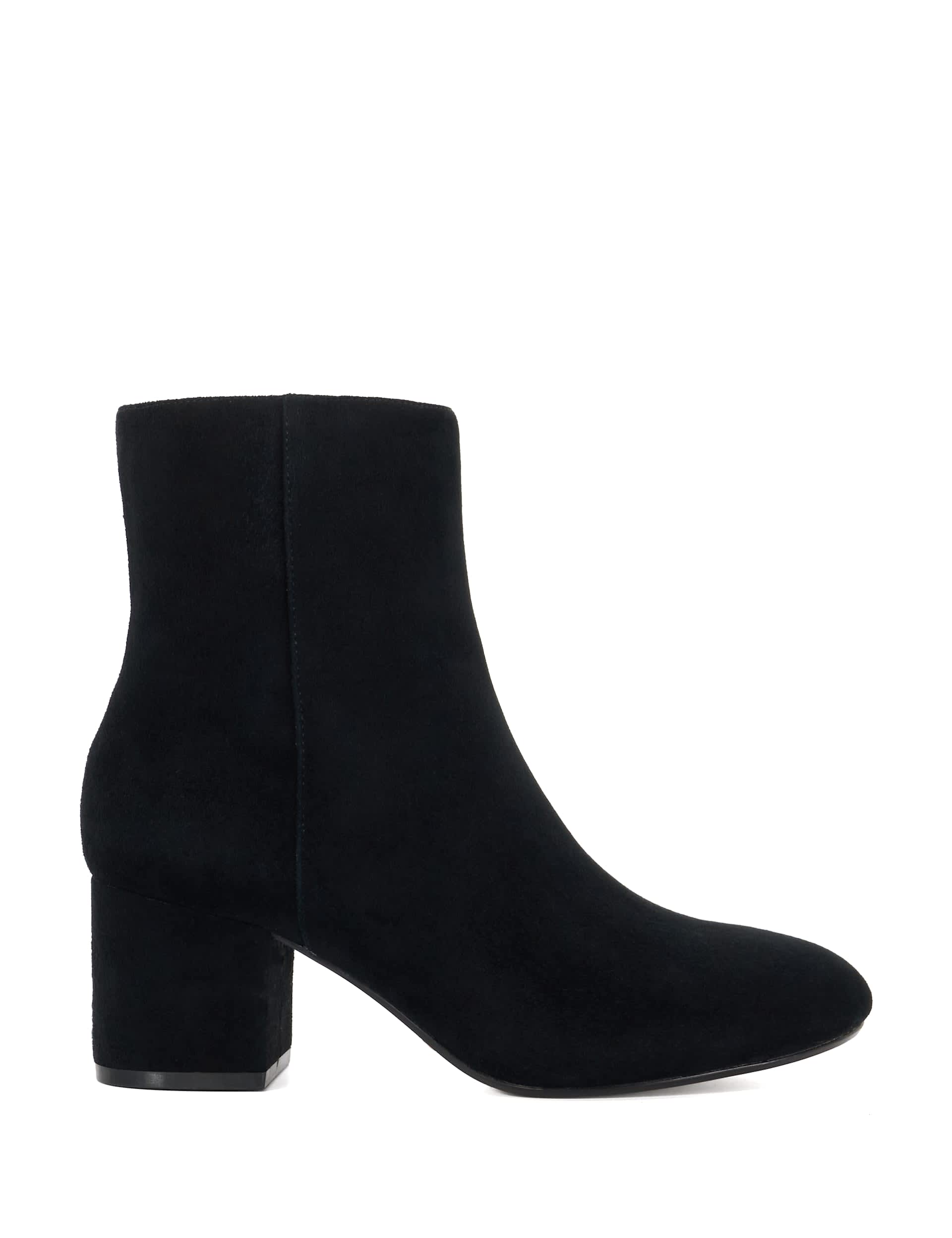 Dune London Women's Suede Block Heel Ankle Boots - 6 - Black, Camel,Black