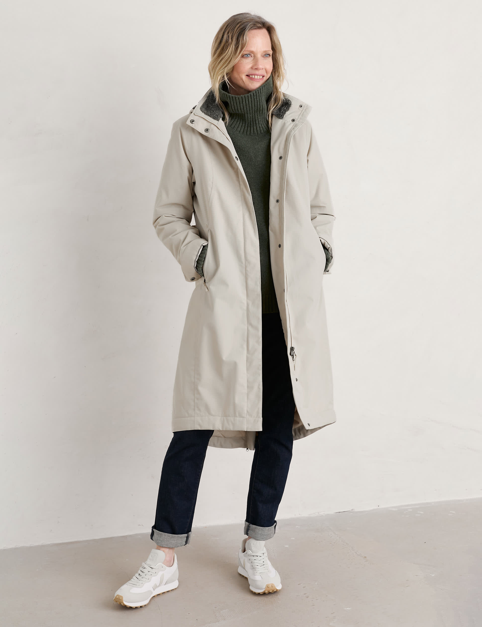 Seasalt Cornwall Women's Waterproof Hooded Longline Parka - 14REG - Natural, Blue,Black,Navy,Yellow,