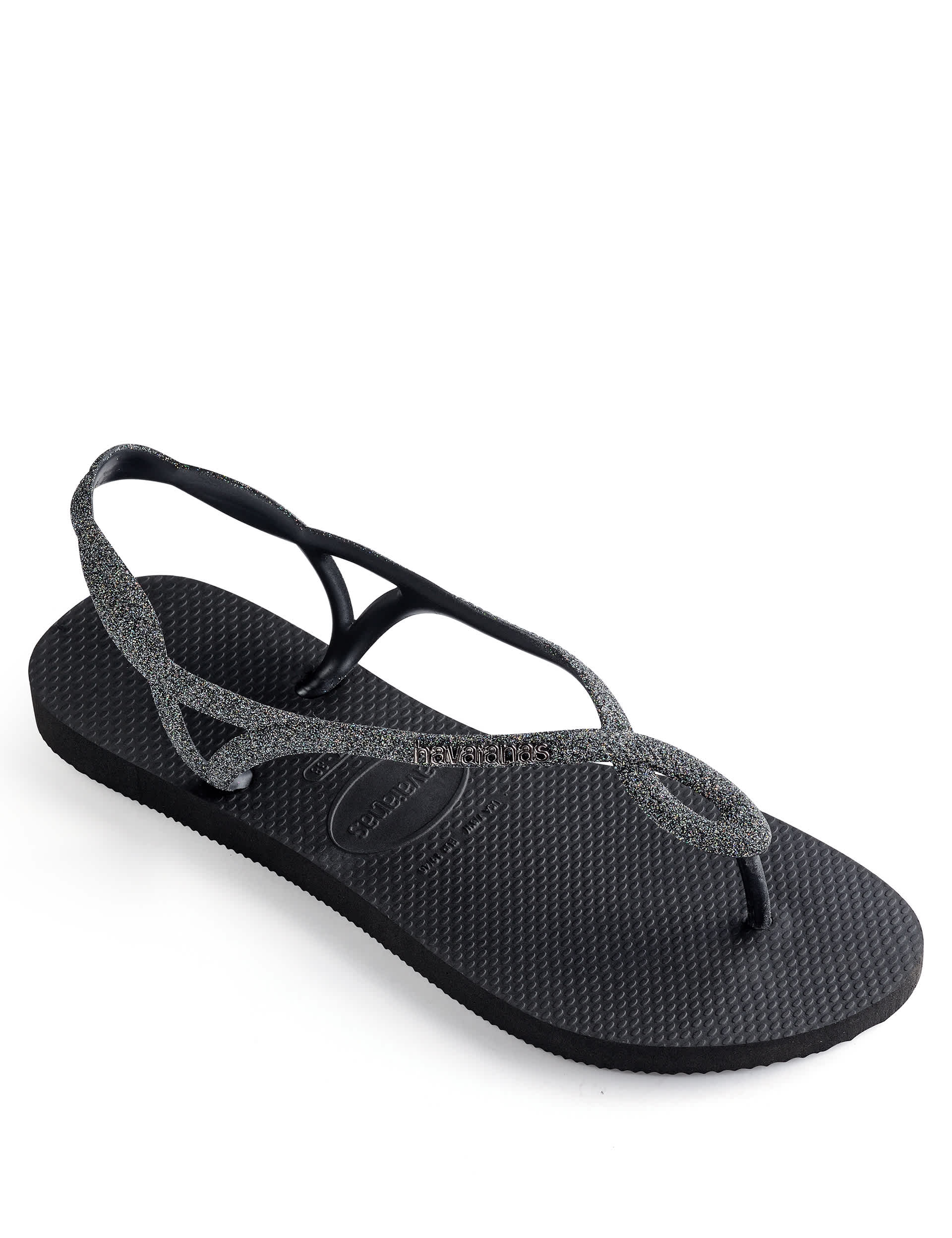 Havaianas Women's Glitter Flip Flops - 37/38 - Black/Grey, Black/Grey