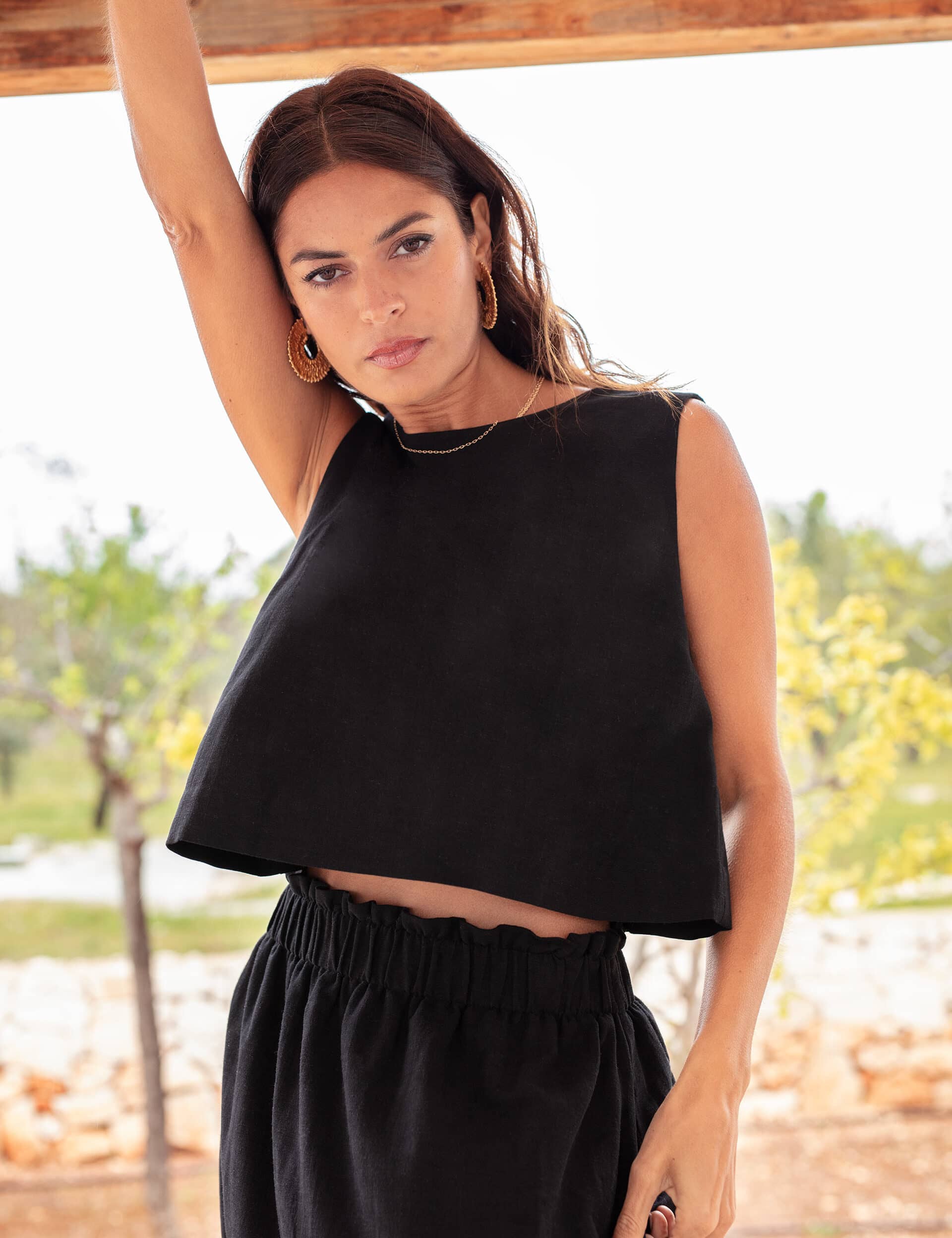 Ro&Zo Women's Shell Top with Linen