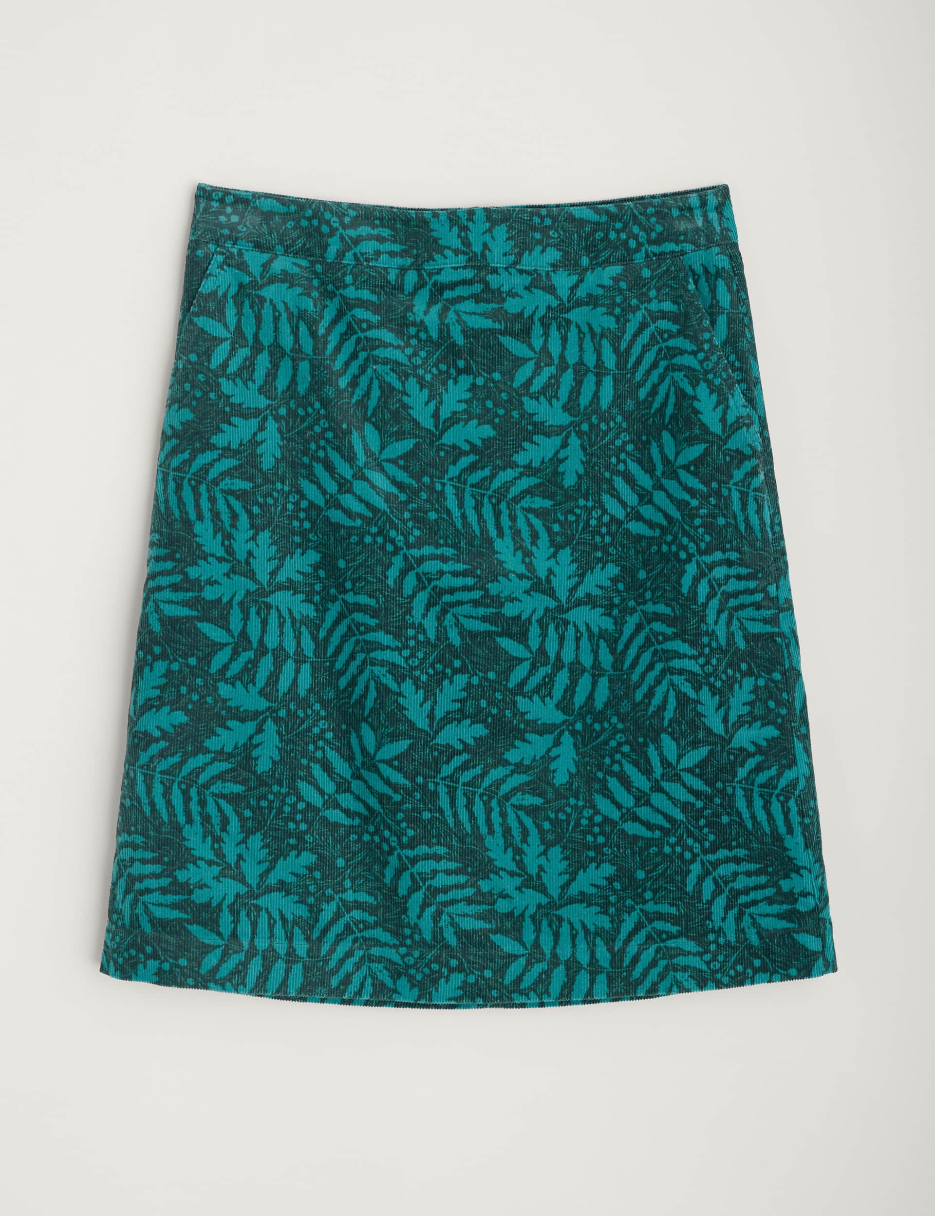 Seasalt Cornwall Women's Pure Cotton Leaf Print A-Line Skirt - 16 - Green Mix, Green Mix