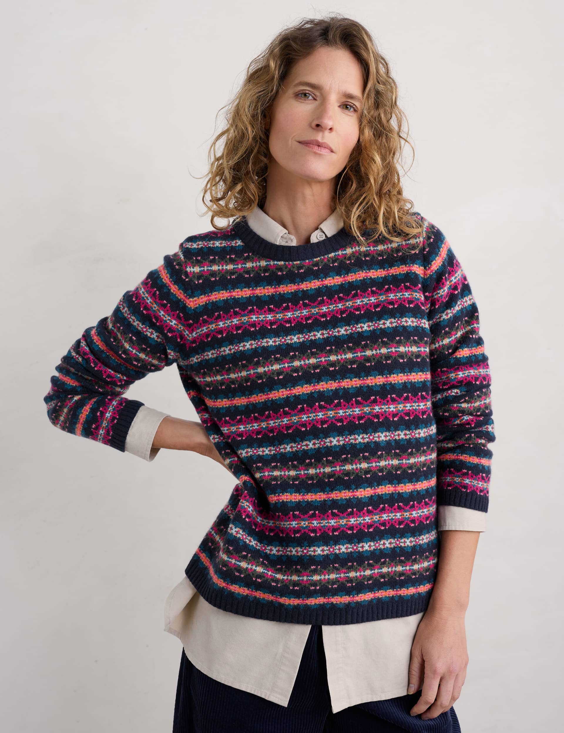 Seasalt Cornwall Women's Merino Wool Rich Fair Isle Relaxed Jumper - 12 - Multi, Multi