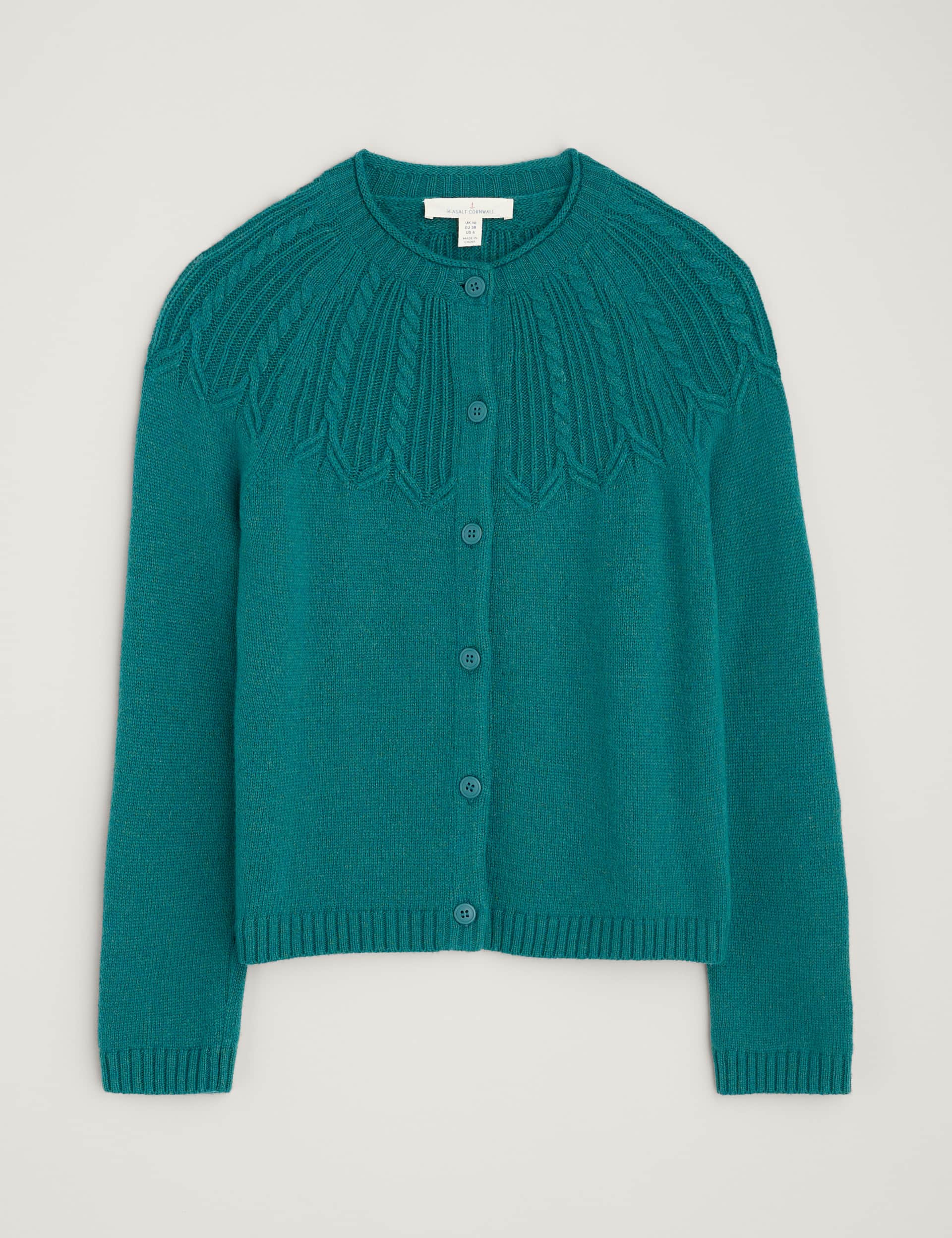 Seasalt Cornwall Women's Textured Cardigan With Merino Wool - 16 - Teal, Teal