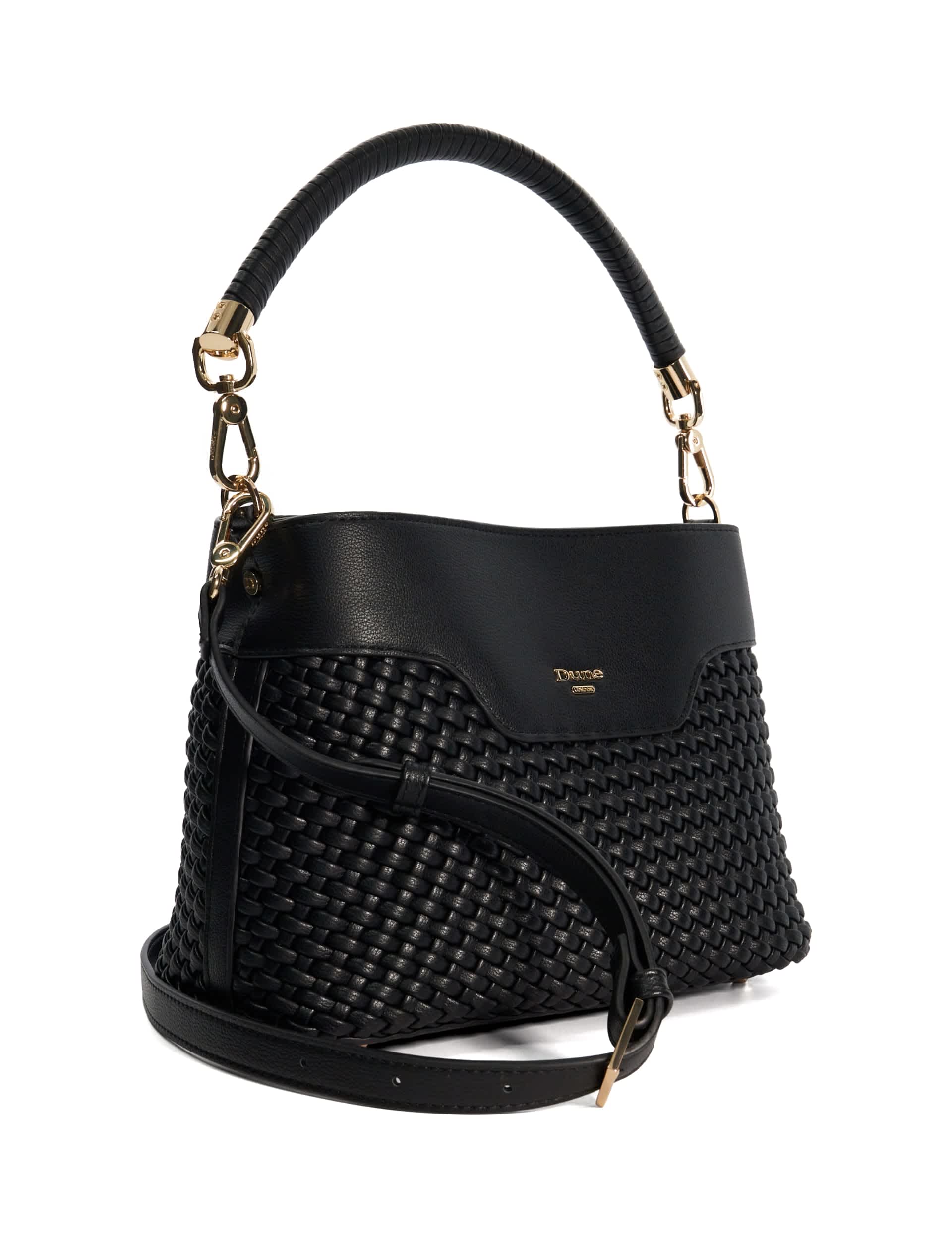 Dune London Women's Faux Leather Woven Grab Bag - Black, Black