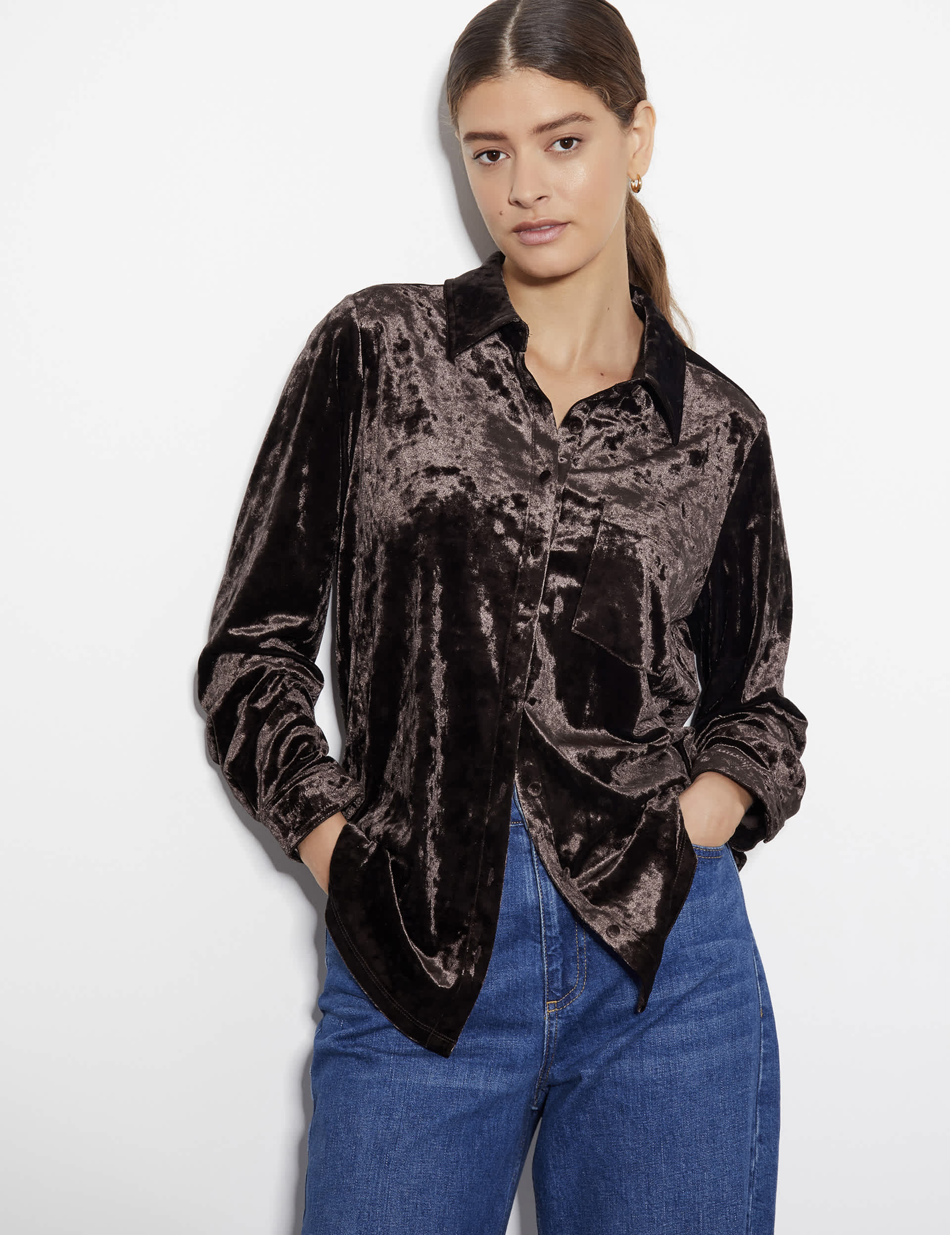 Monsoon Women's Velvet Shirt - XXL - Chocolate, Chocolate,Pink