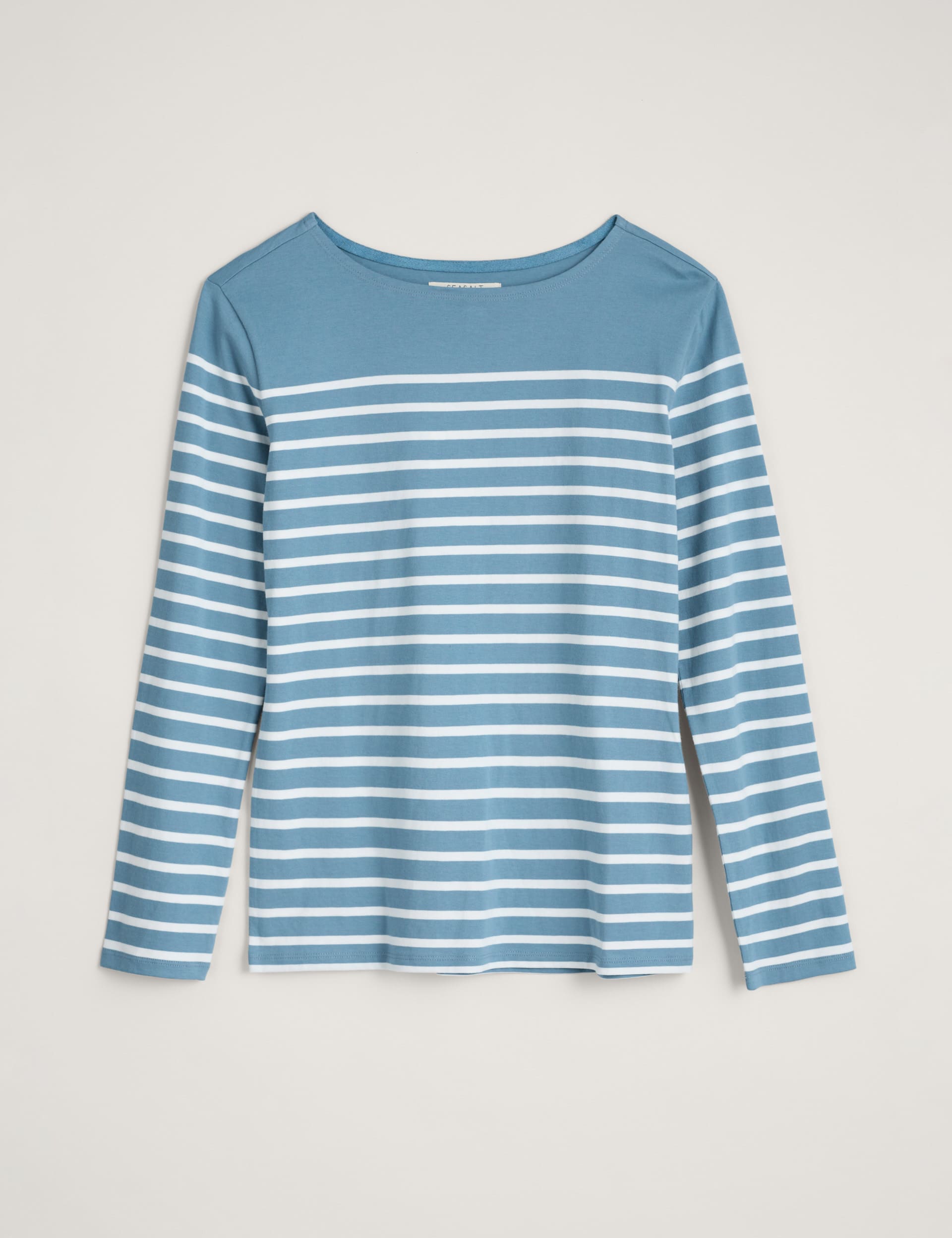 Seasalt Cornwall Women's Pure Cotton Striped Slash Neck Top - 18 - Blue Mix, Blue Mix