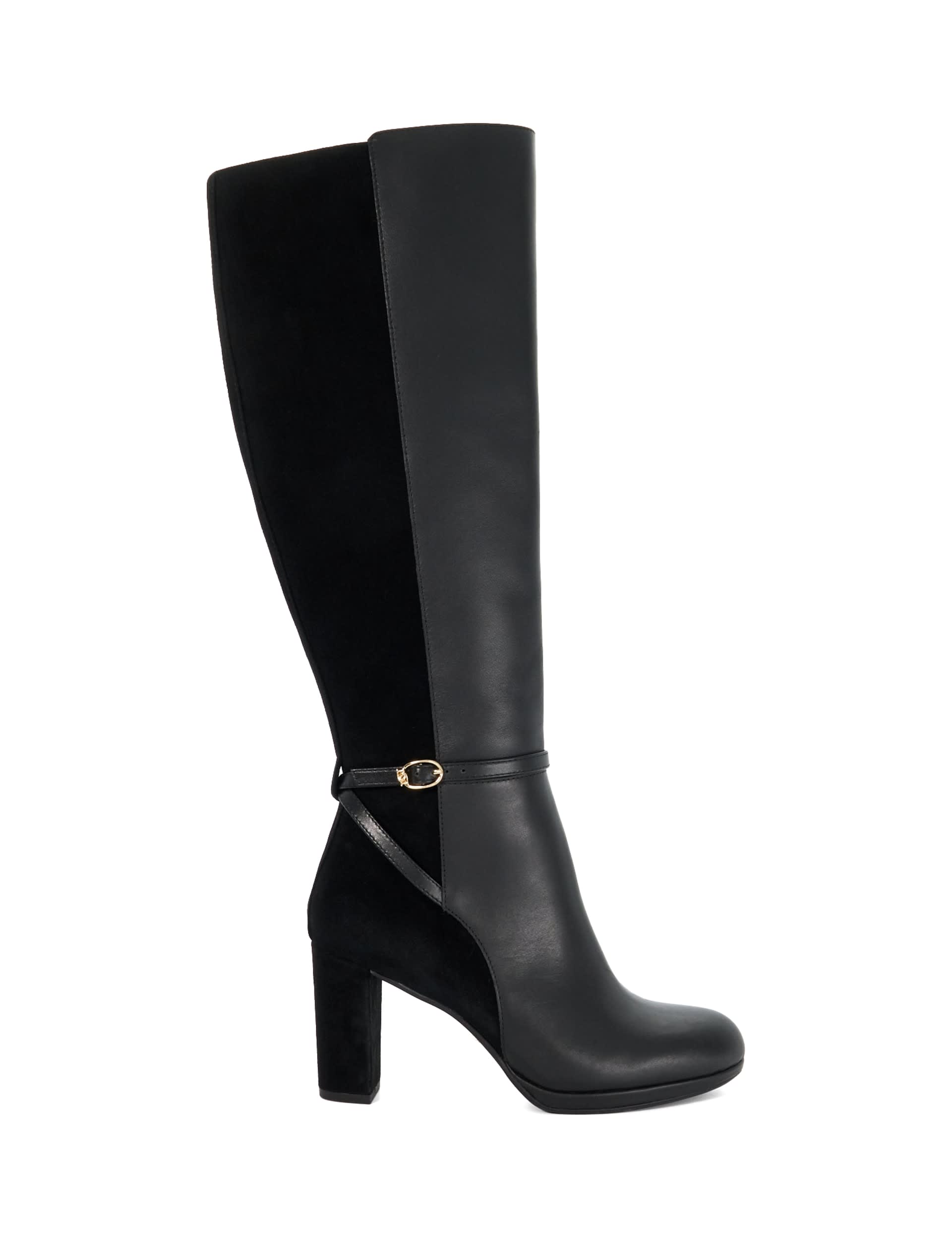 Dune London Women's Leather Platform Knee High Boots - 5 - Black, Black