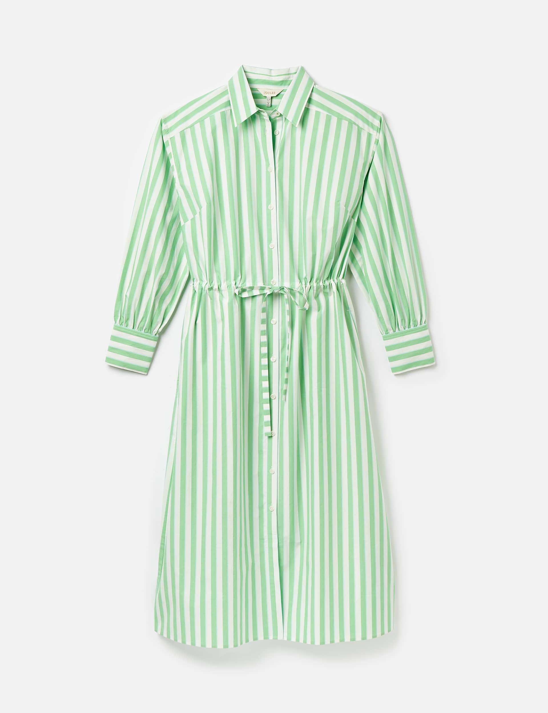 Joules Women's Pure Cotton Striped Midi Shirt Dress - 6 - Green Mix, Green Mix