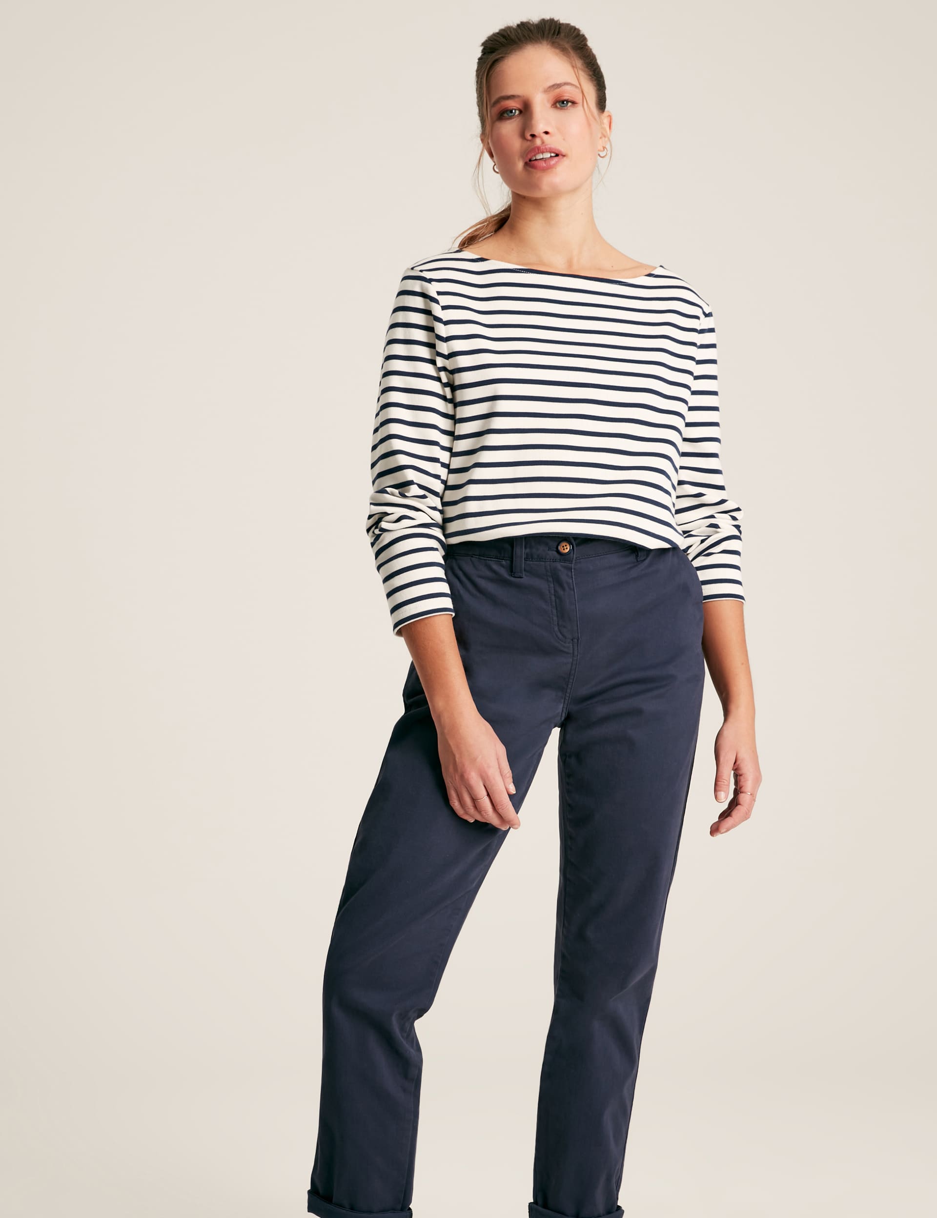 Joules Women's Pure Cotton Slim Fit Ankle Grazer Chinos - 16 - Navy, Navy