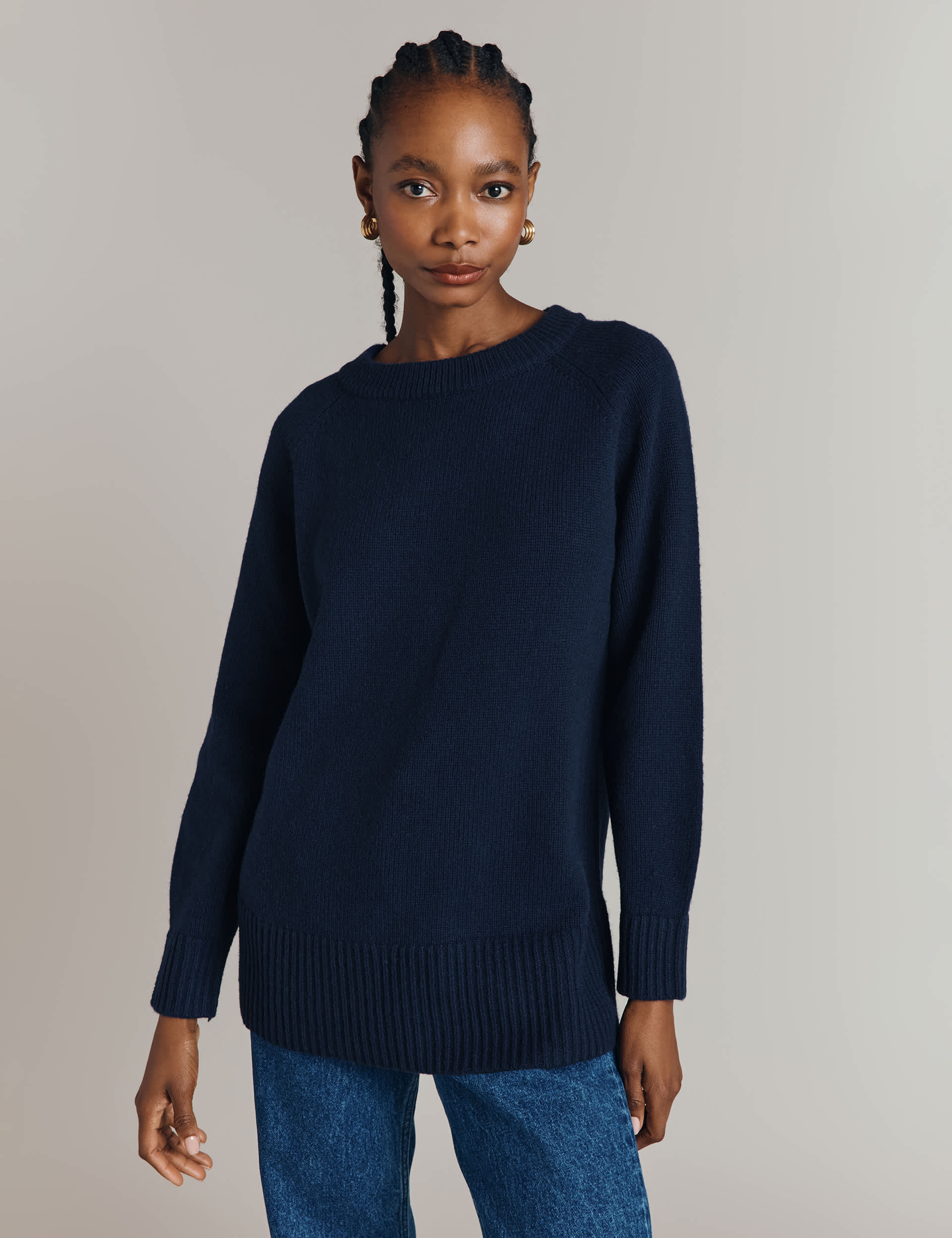 Ghost Women's Wool Rich Textured Jumper - S - Navy, Navy