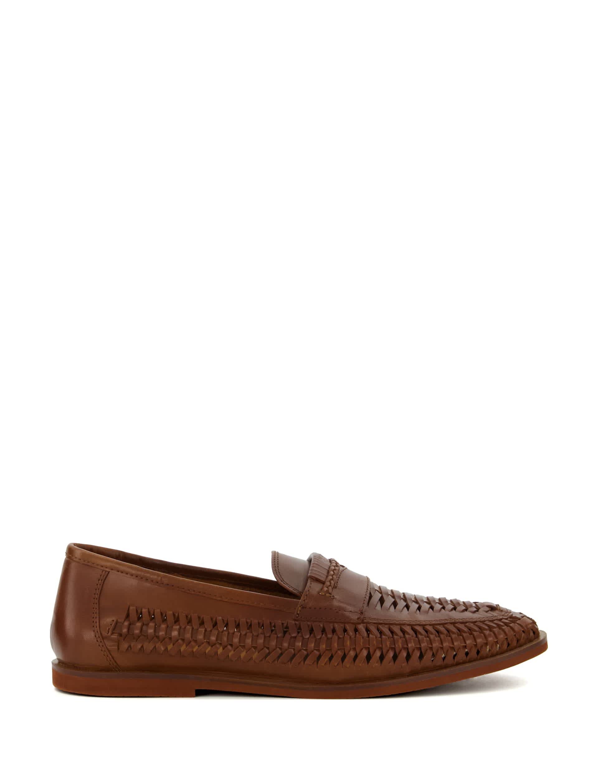 Dune London Men's Leather Woven Flat Loafers - 9 - Tan, Tan