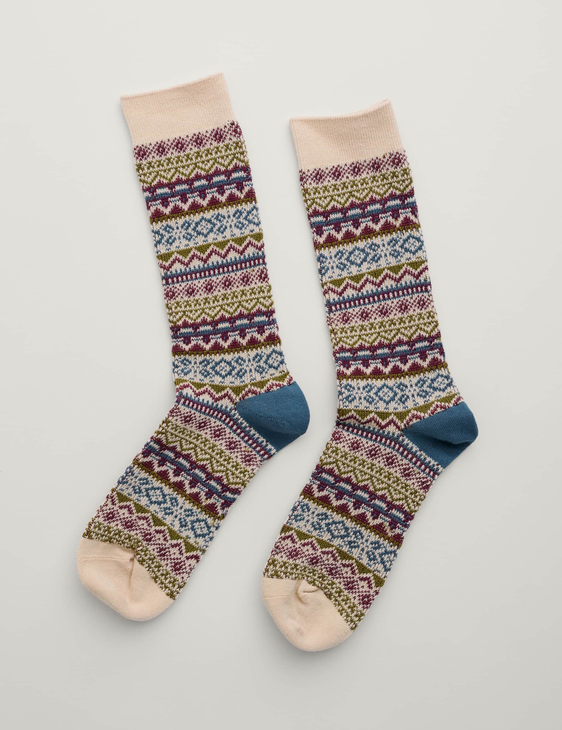 Seasalt Cornwall Women's Cotton Rich Fair Isle Socks - Purple Mix, Purple Mix