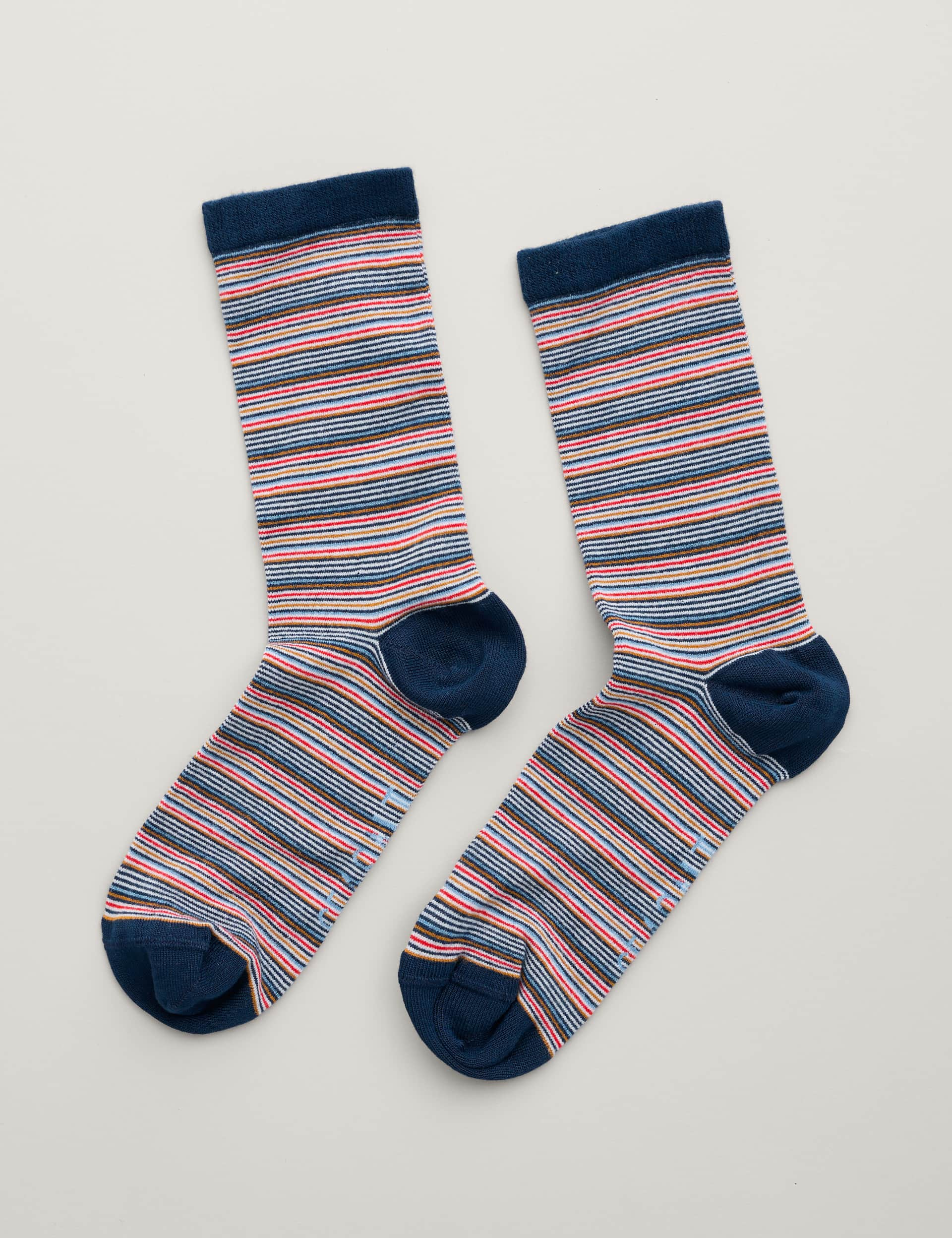 Seasalt Cornwall Women's Striped Ankle High Socks - Blue Mix, Blue Mix