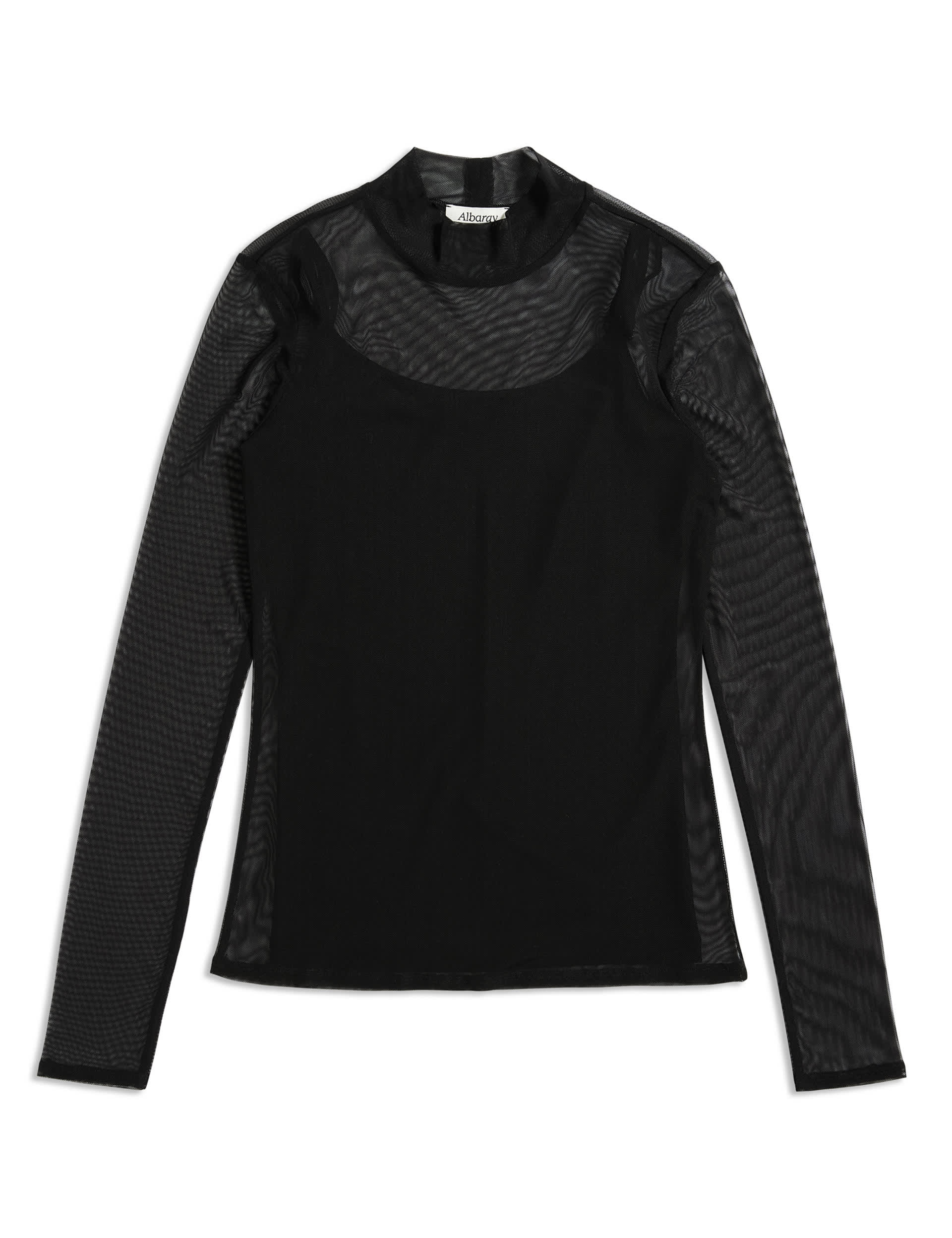 Albaray Women's Mesh High Neck Top - 10 - Black, Black