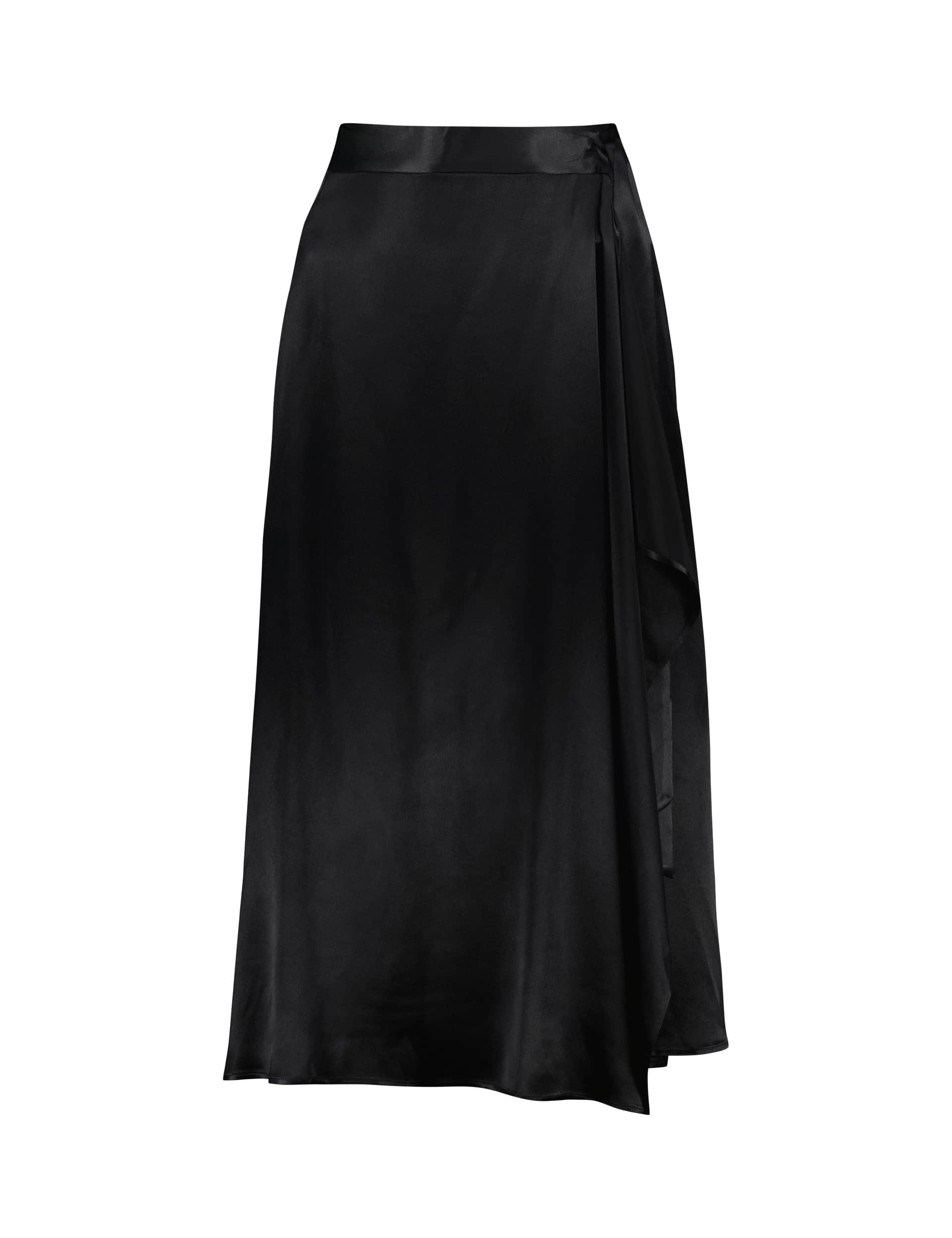 Baukjen Women's Satin Maxi Wrap Skirt - 16 - Black, Black