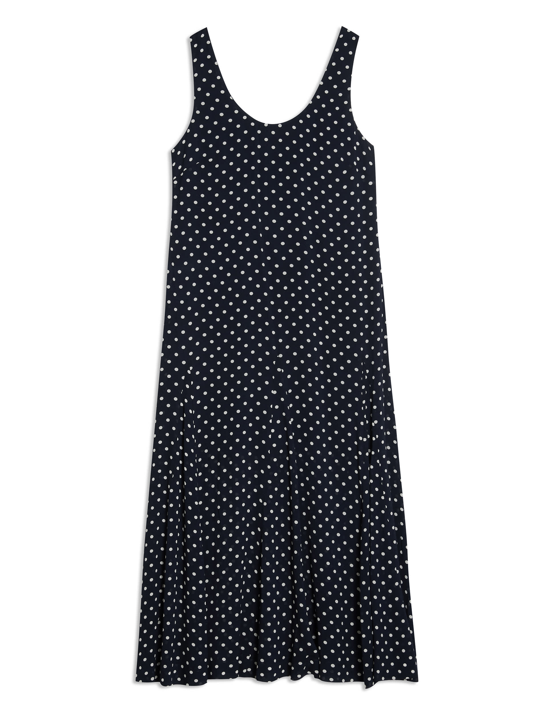 Albaray Women's Polka Dot Rounch Neck Maxi Smock Dress - 8 - Navy Mix, Navy Mix