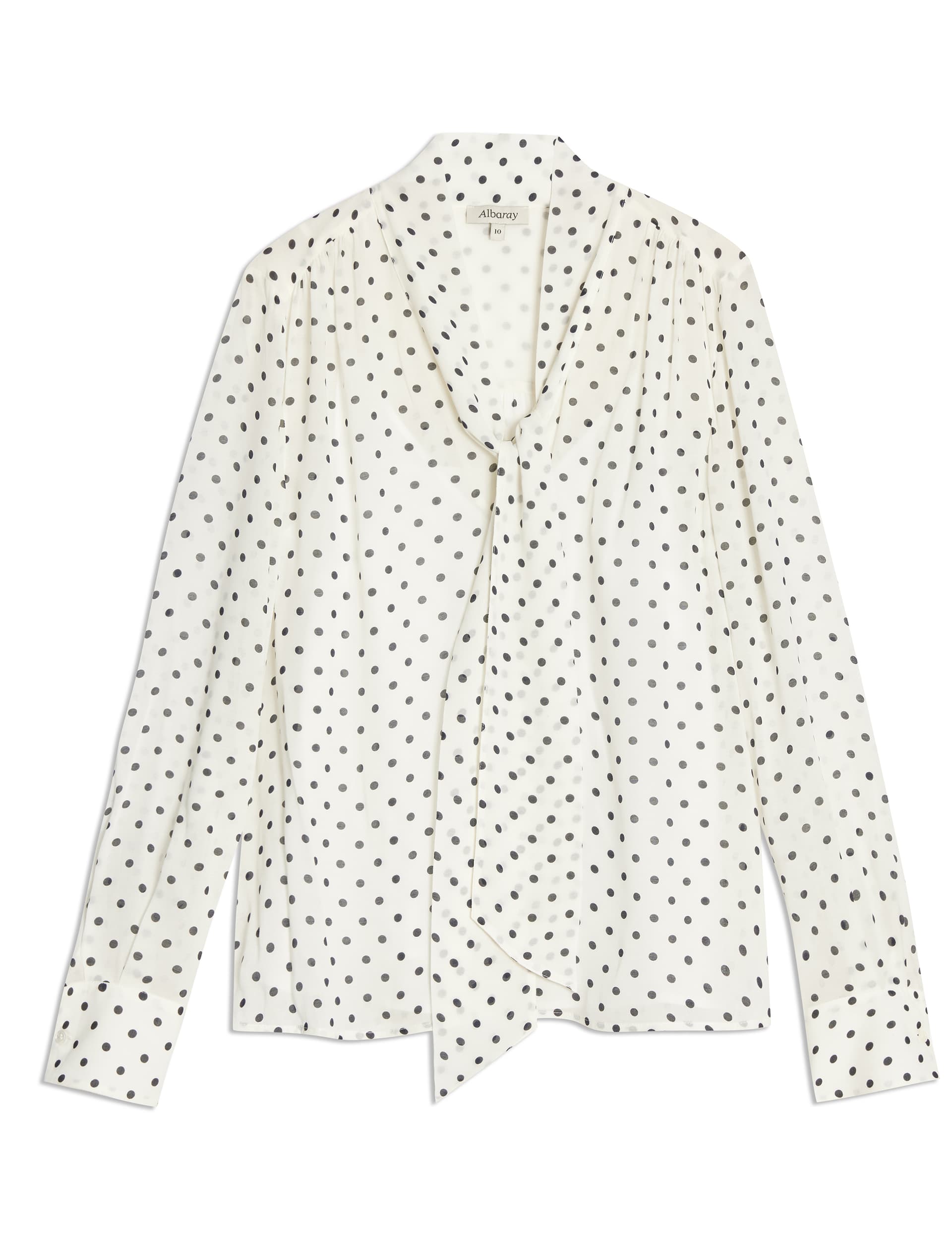 Albaray Women's Polka Dot Tie Neck Blouse - 8 - Cream Mix, Cream Mix