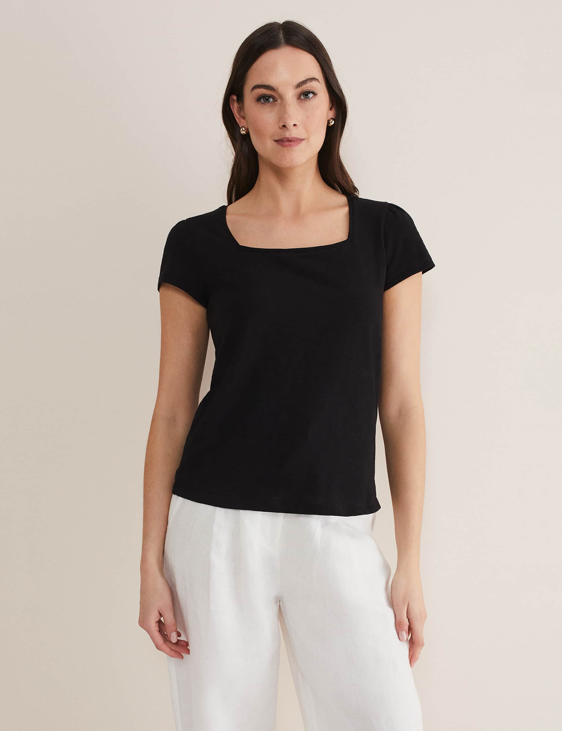 Phase Eight Women's Pure Cotton Square Neck Top