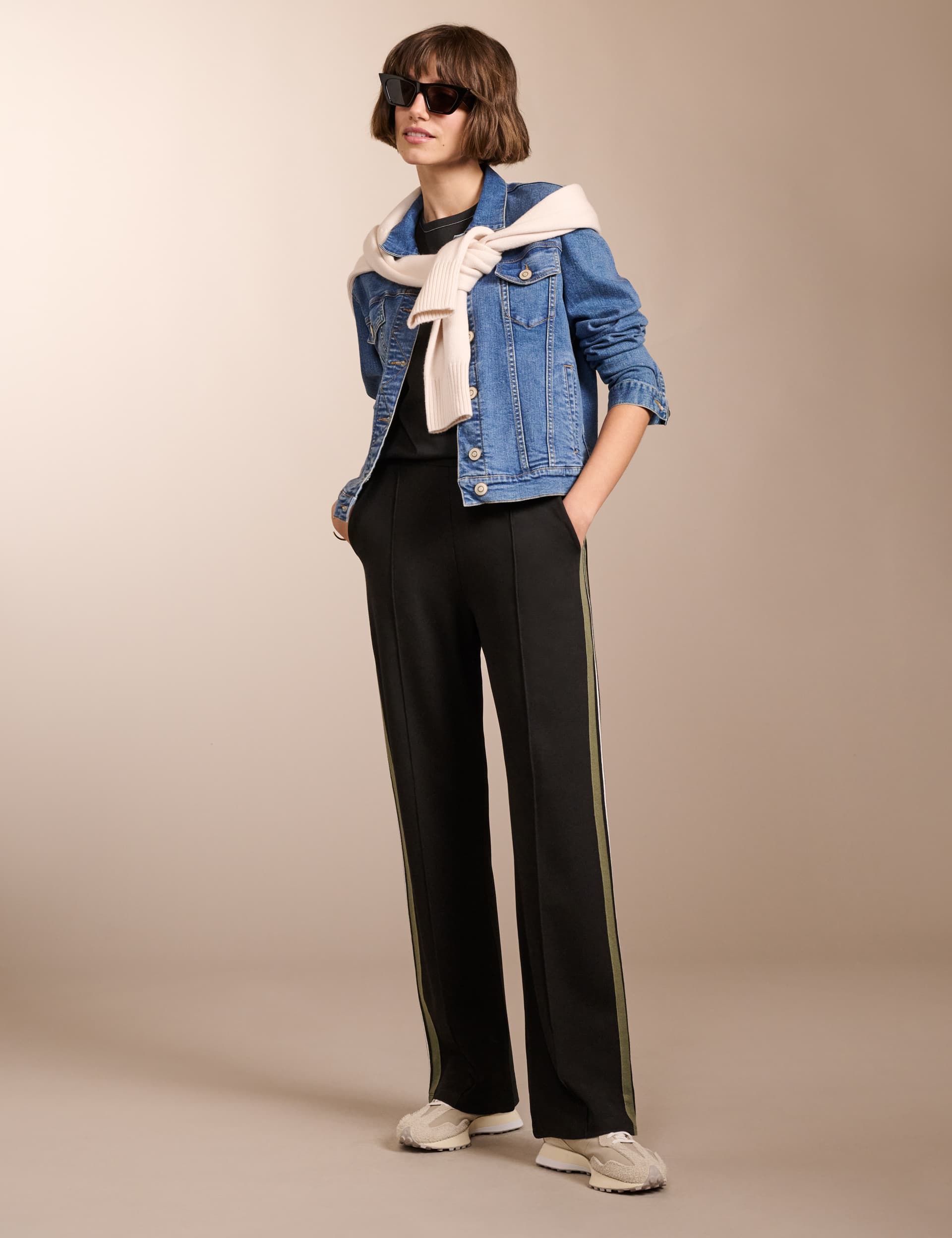 Baukjen Women's Side Stripe Wide Leg Trousers