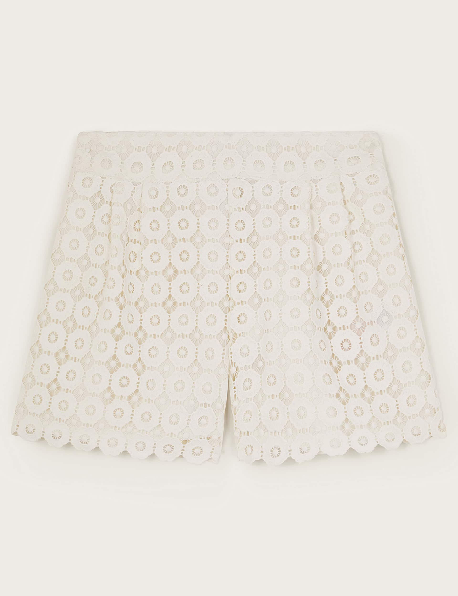 Monsoon Girls Lace Shorts (3-15 Yrs) - 3-4 Y - Ivory, Ivory