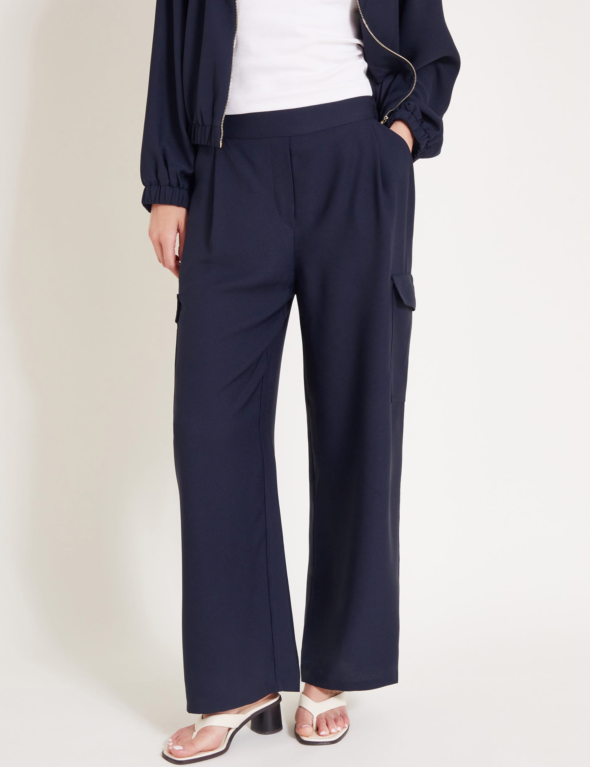 Monsoon Women's Cargo Slim Fit Trousers - Navy, Navy