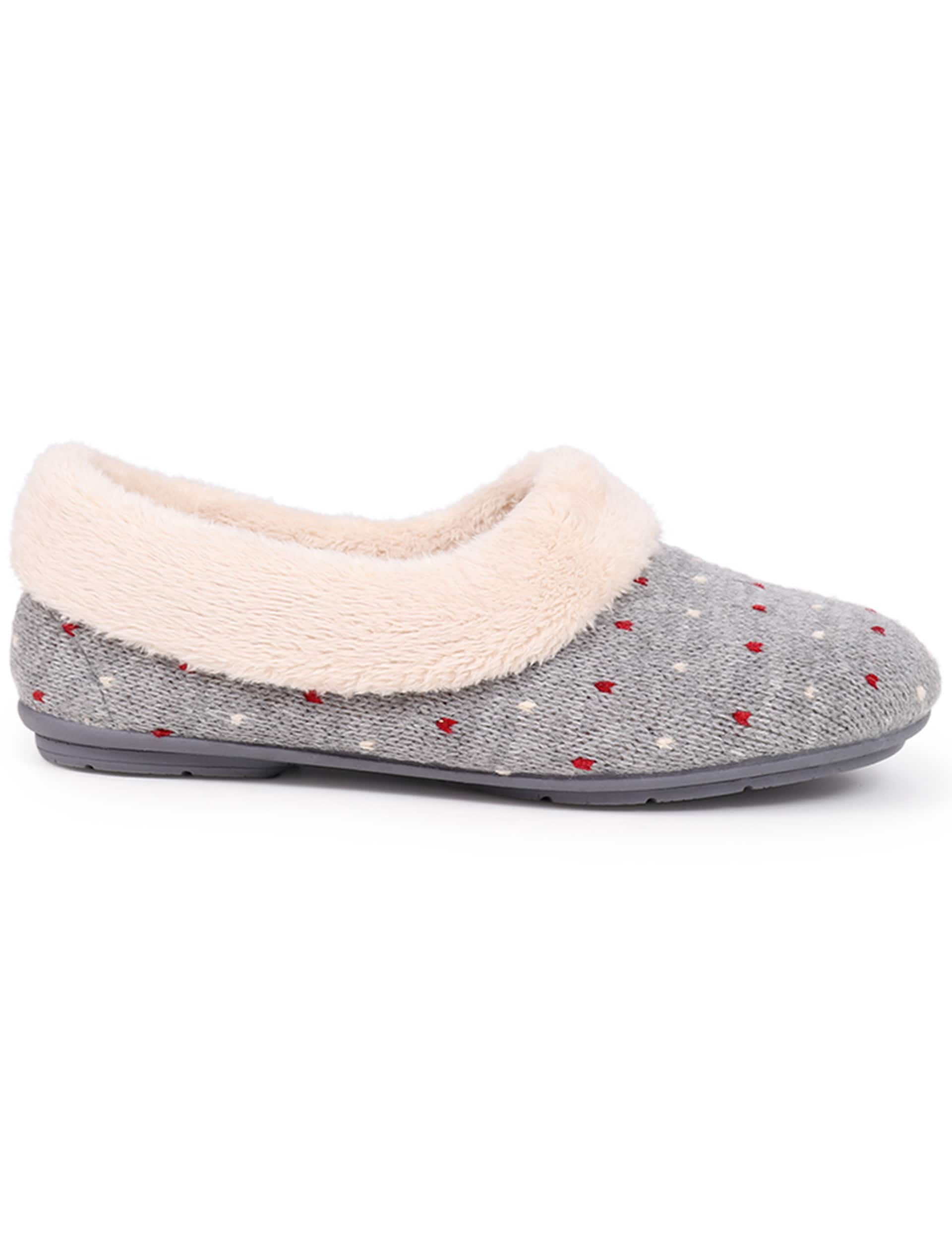 Jones Bootmaker Women's Polka Dot Faux Fur Lined Slippers - 5 - Grey, Grey