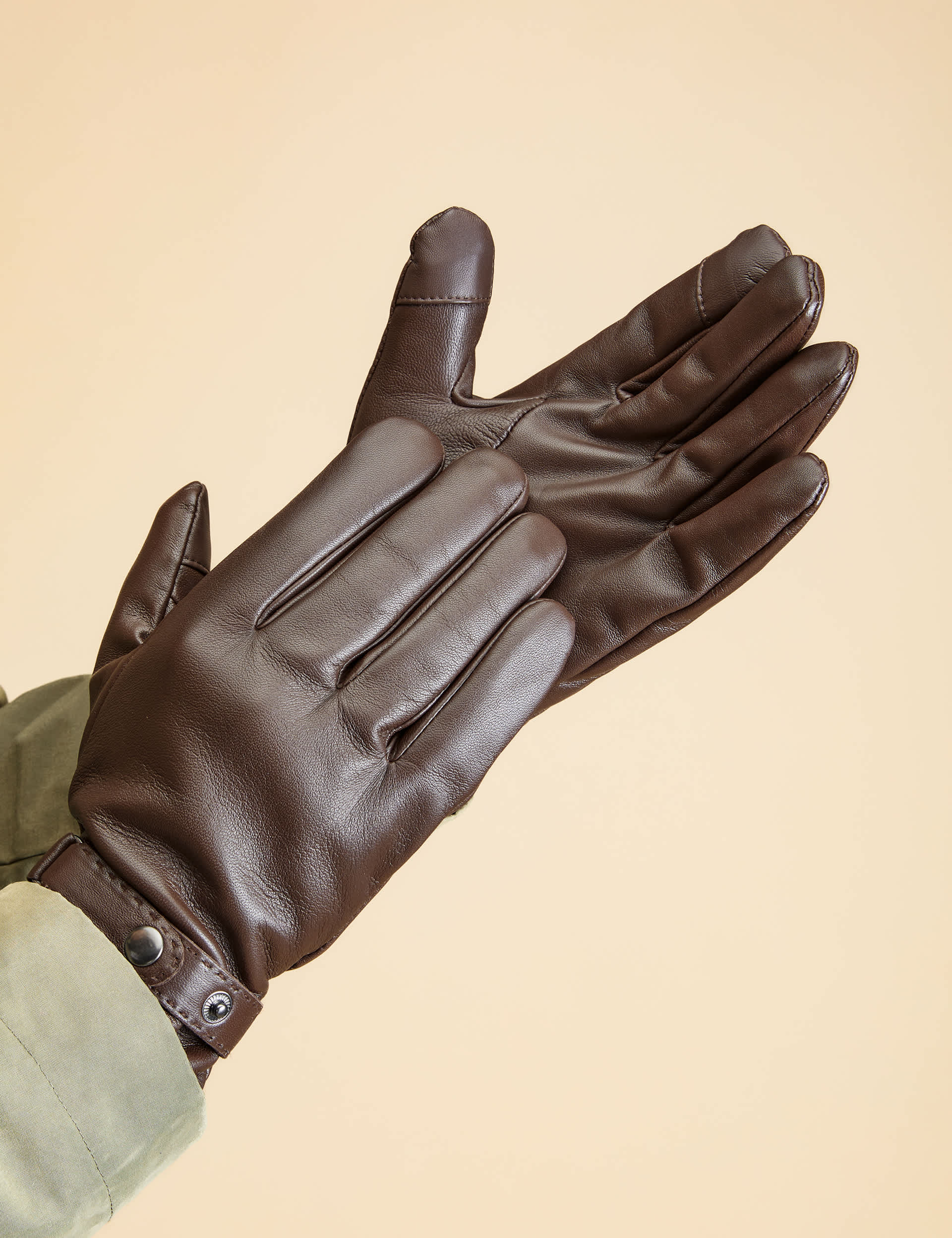 Jones Bootmaker Men's Leather Gloves - S-M - Brown, Brown