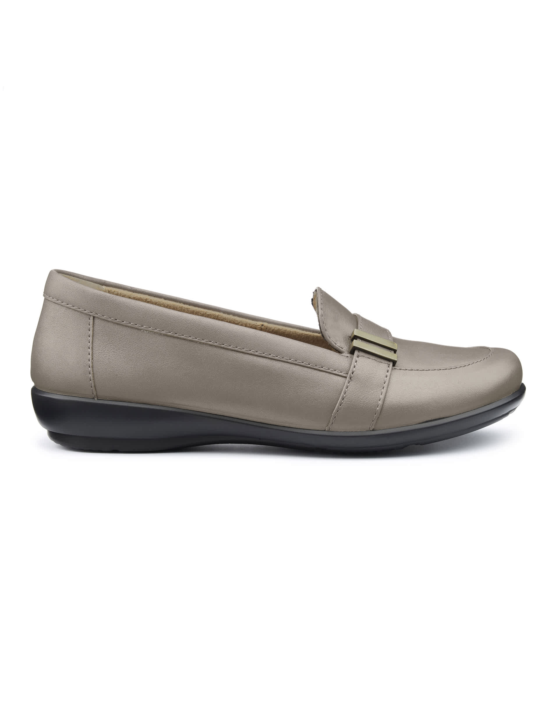 Hotter Women's Clay Wide Fit Leather Slip On Loafers - 6.5 - Ecru, Ecru