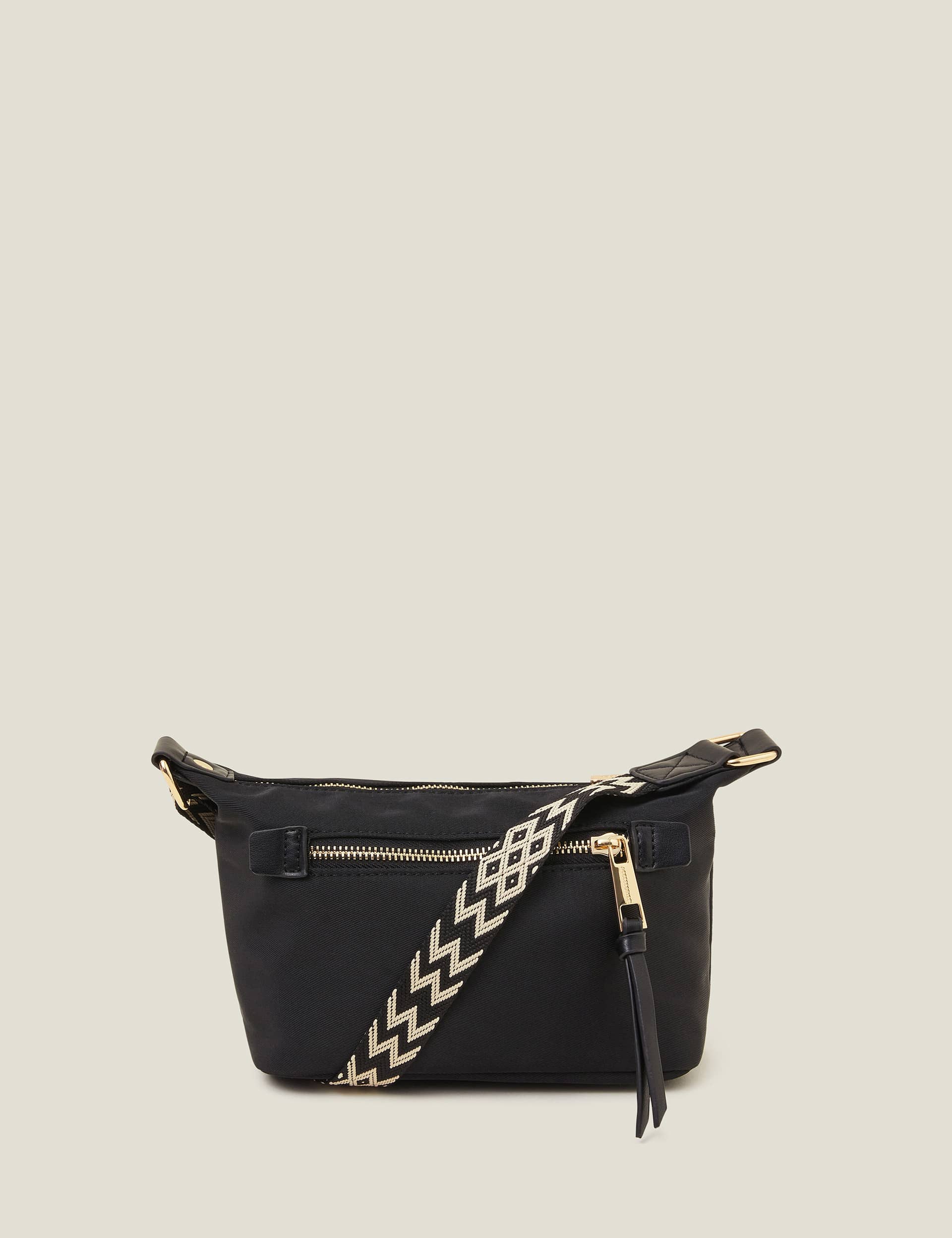 Accessorize Women's Woven Strap Cross Body Bag - Black, Black