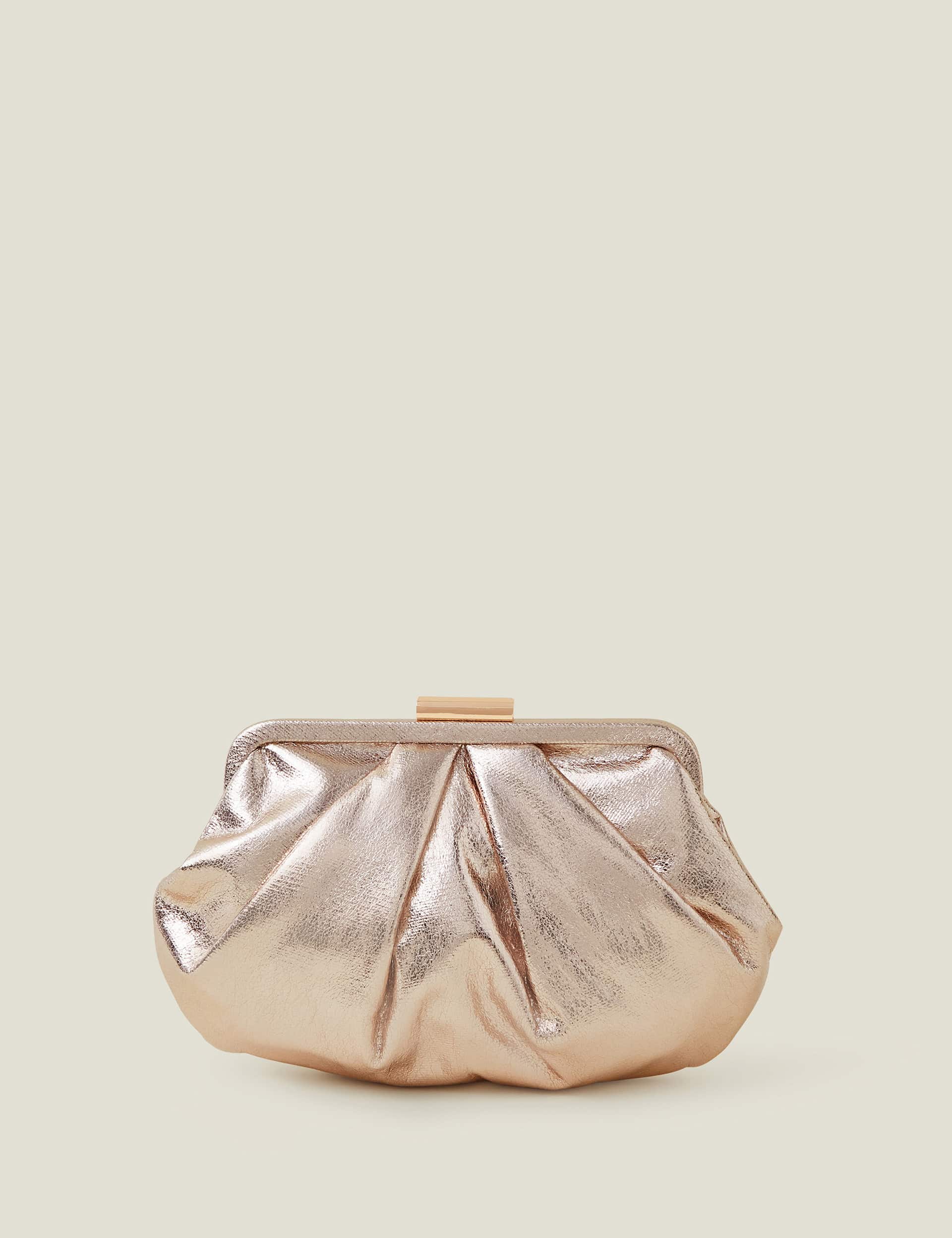 Accessorize Women's Metallic Pleated Clutch Bag