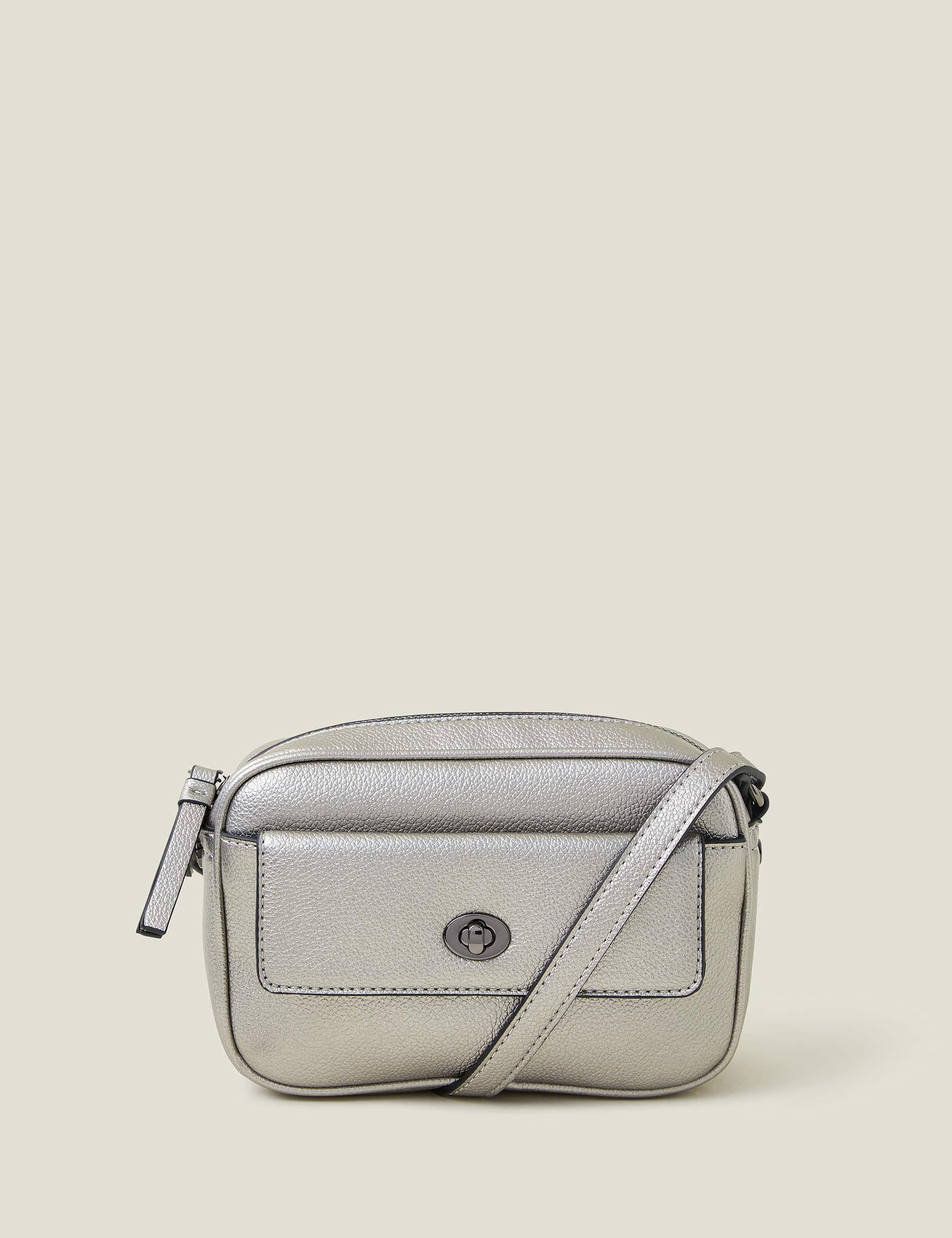 Accessorize Women's Metallic Cross Body Bag - Silver Grey, Silver Grey