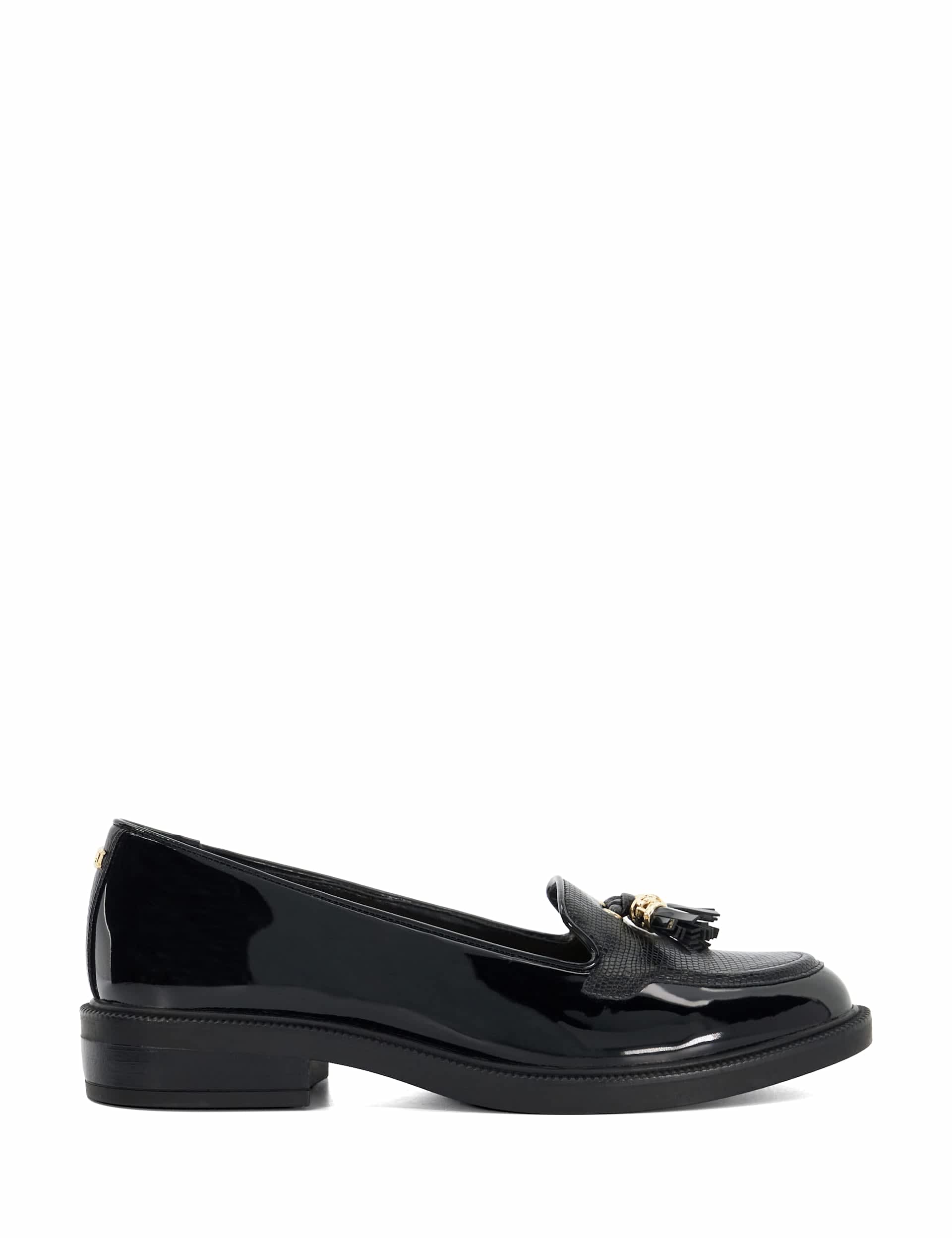 Dune London Women's Wide Fit Tassel Block Heel Loafers - 5 - Black, Navy,Black