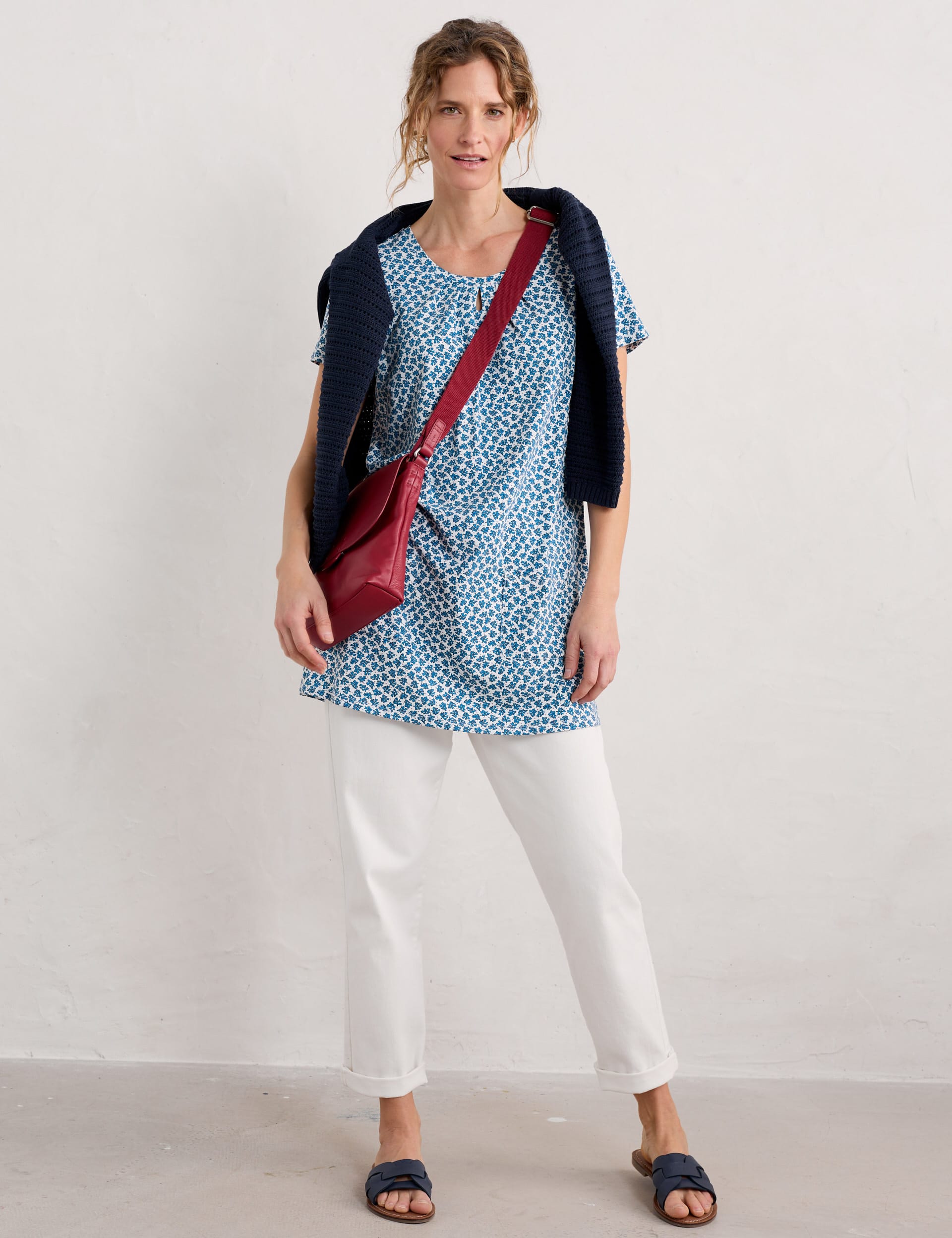 Seasalt Cornwall Women's Leaf Print Tunic - 8 - Blue Mix, Blue Mix