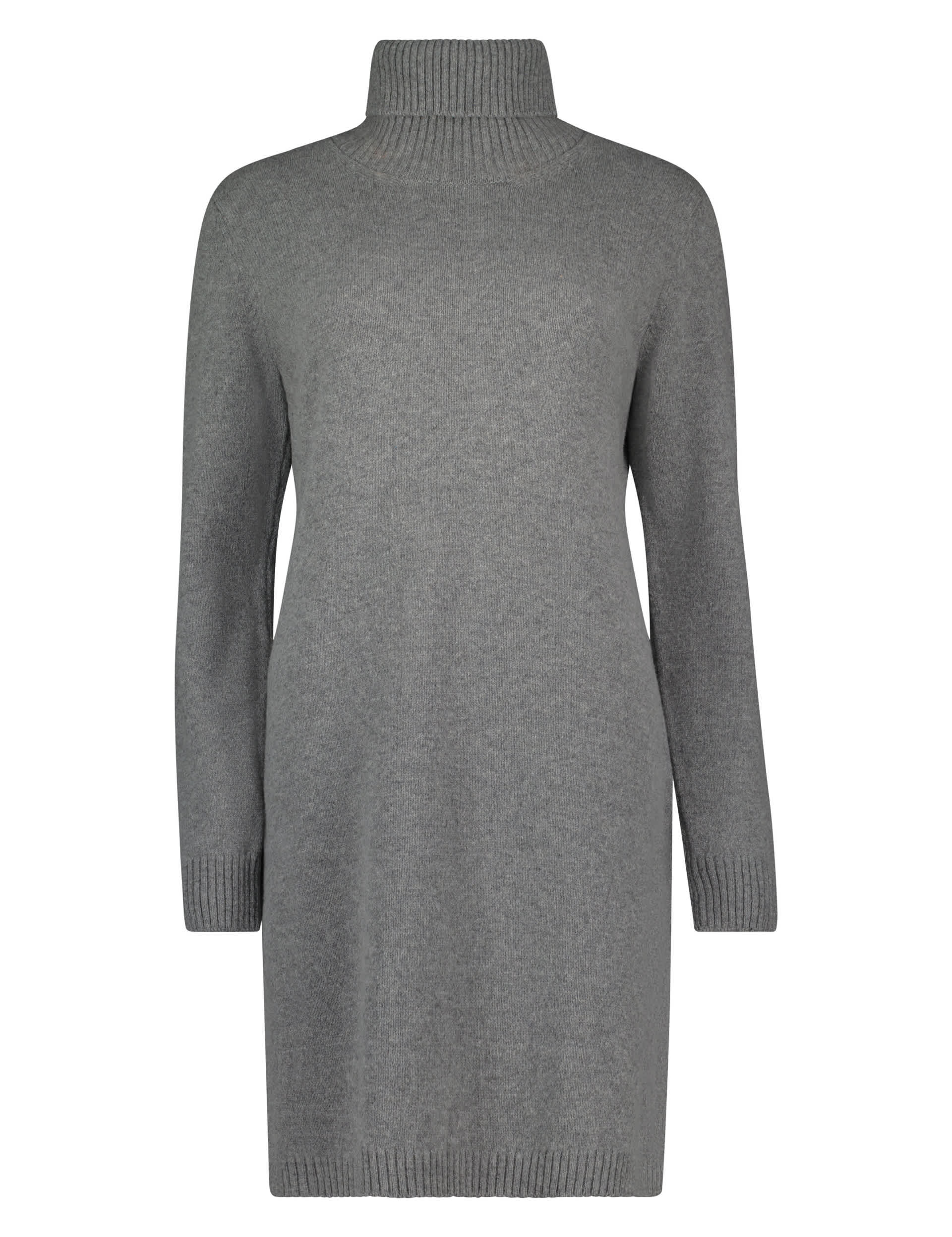 Baukjen Women's Merino Wool Blend Roll Neck Mini Dress - 16 - Grey Marl, Grey Marl