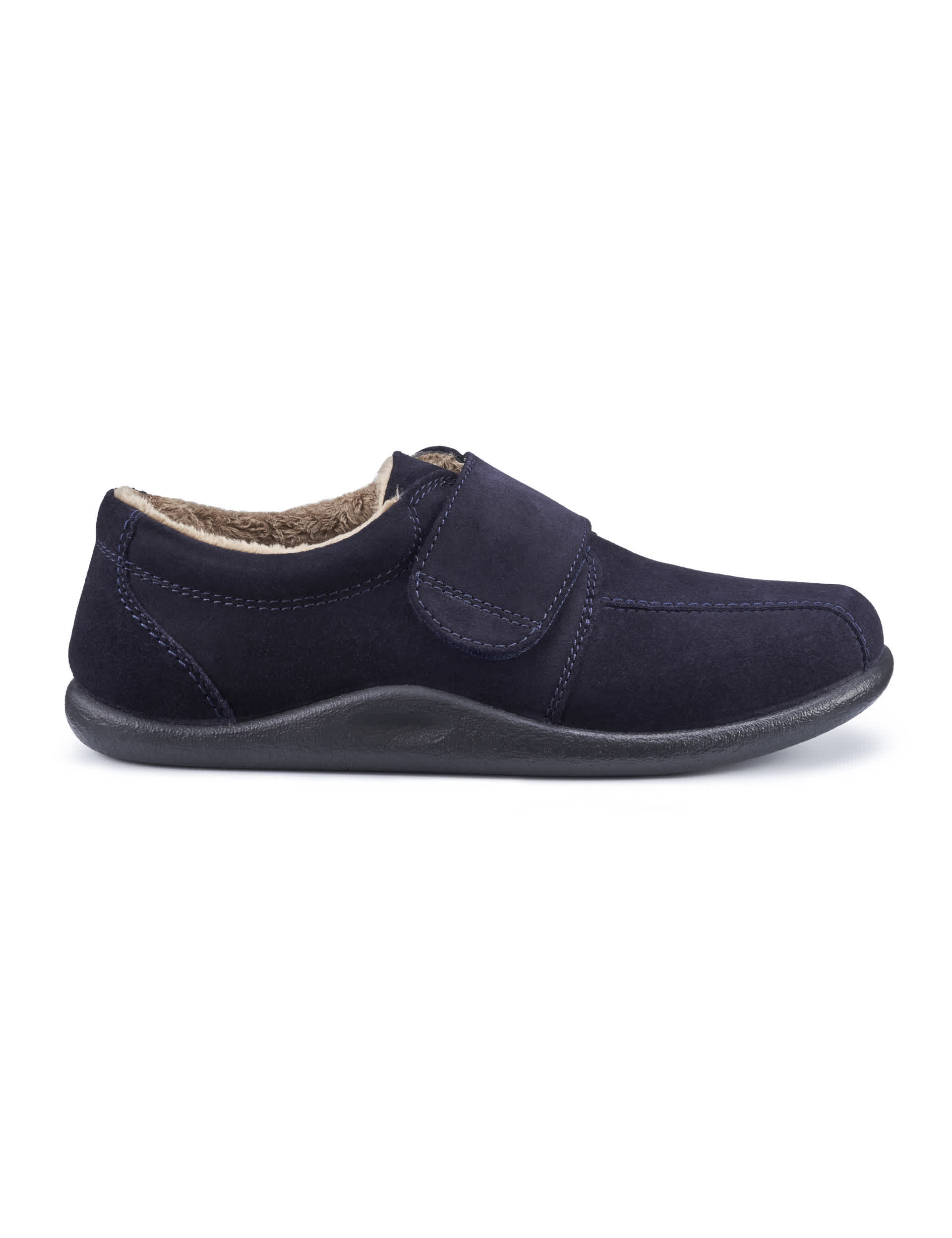 Hotter Men's Unwind Suede Riptape Moccasin Slippers - 9 - Navy, Navy