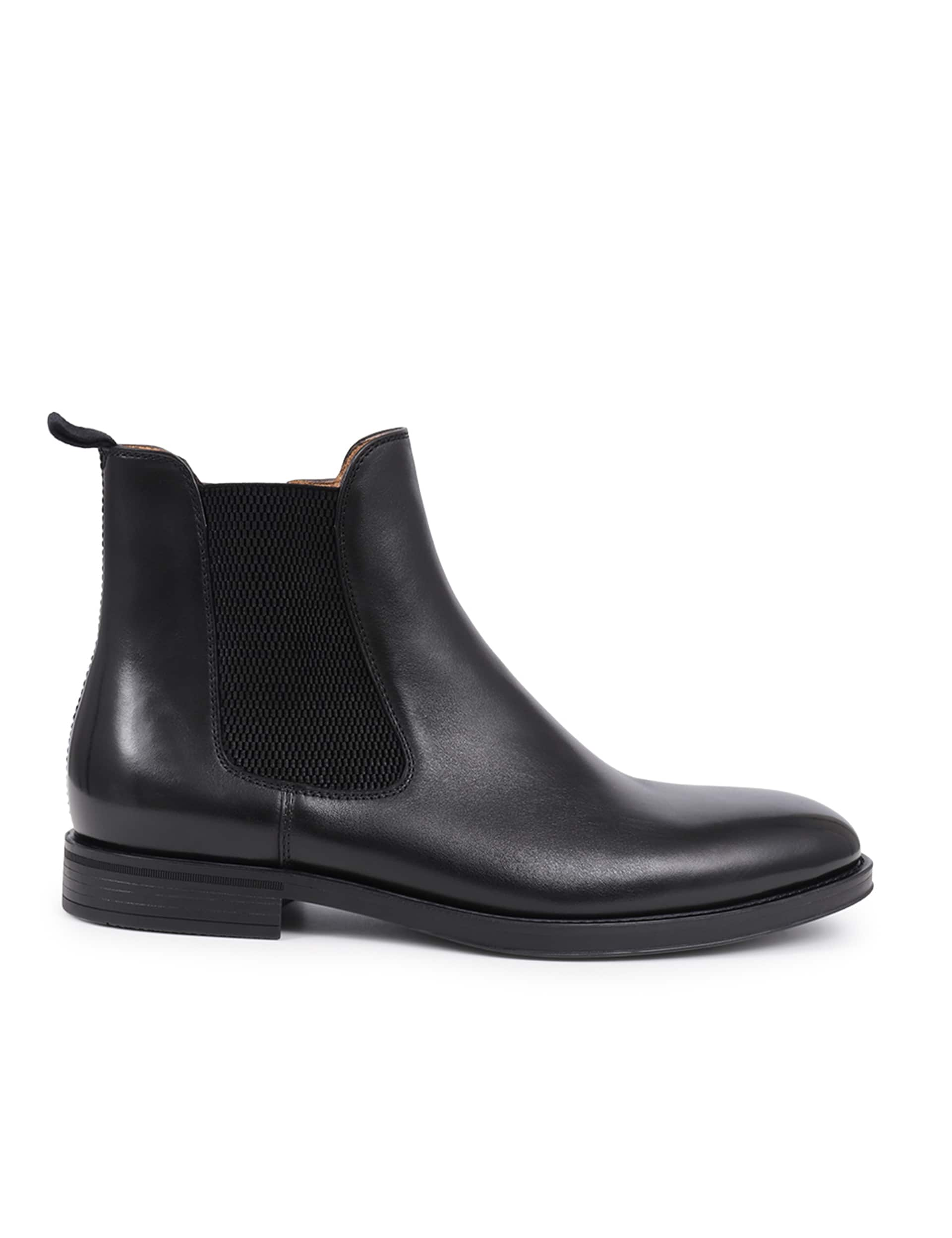 Jones Bootmaker Men's Leather Side Zip Chelsea Boots - 10 - Black, Black