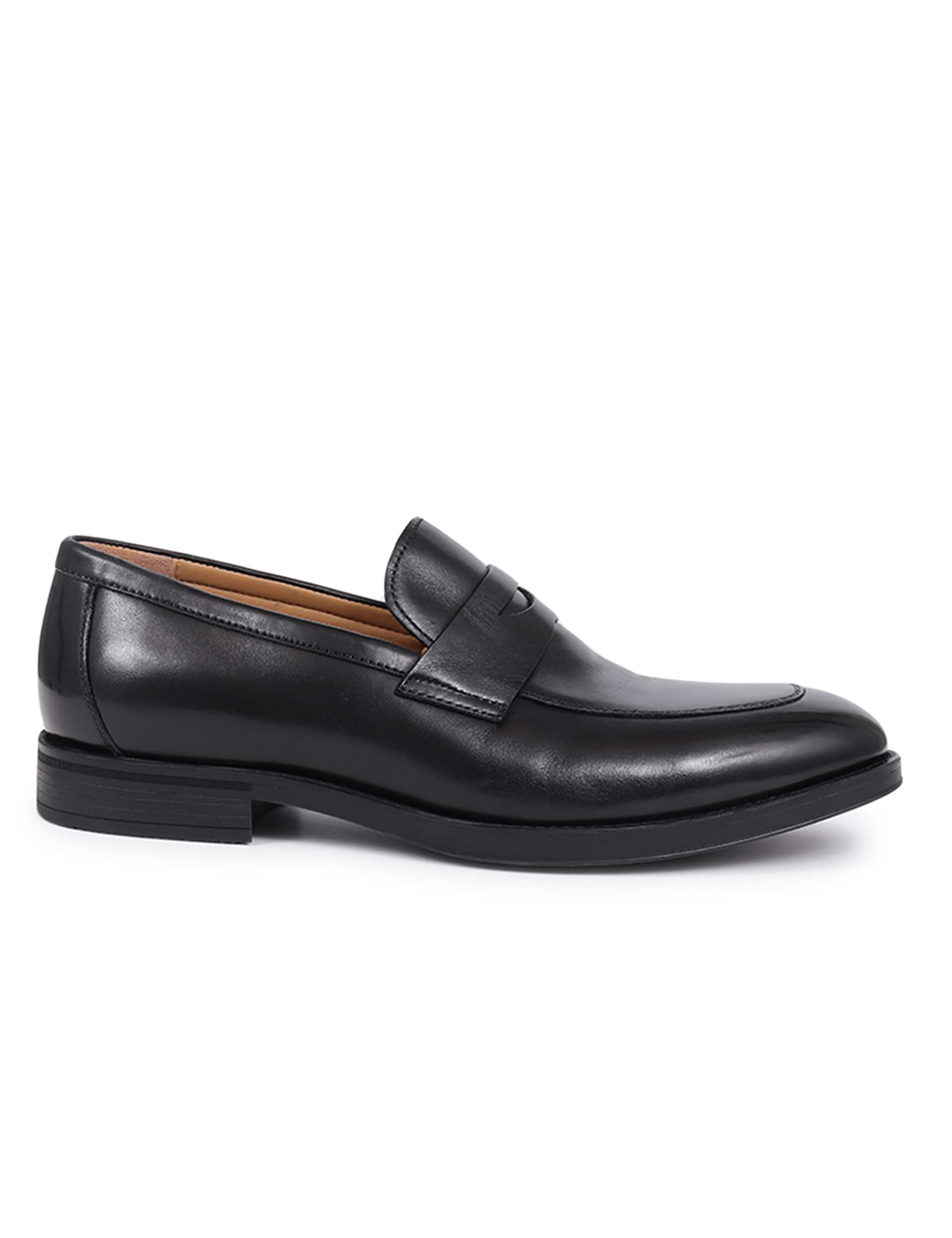 Jones Bootmaker Men's Wide Fit Leather Slip-On Shoes - 9 - Black, Black