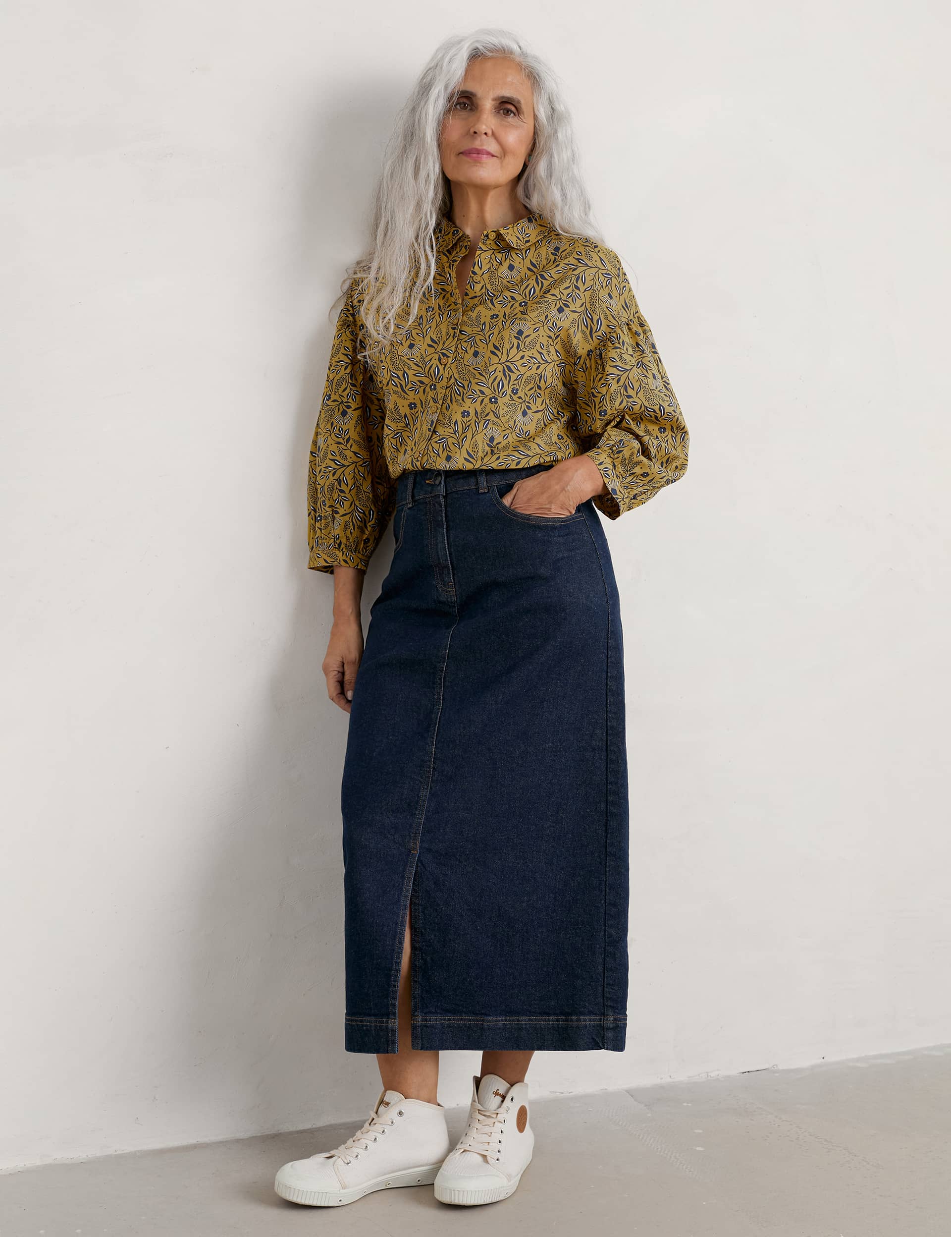 Seasalt Cornwall Women's Denim Split Front Midi Skirt