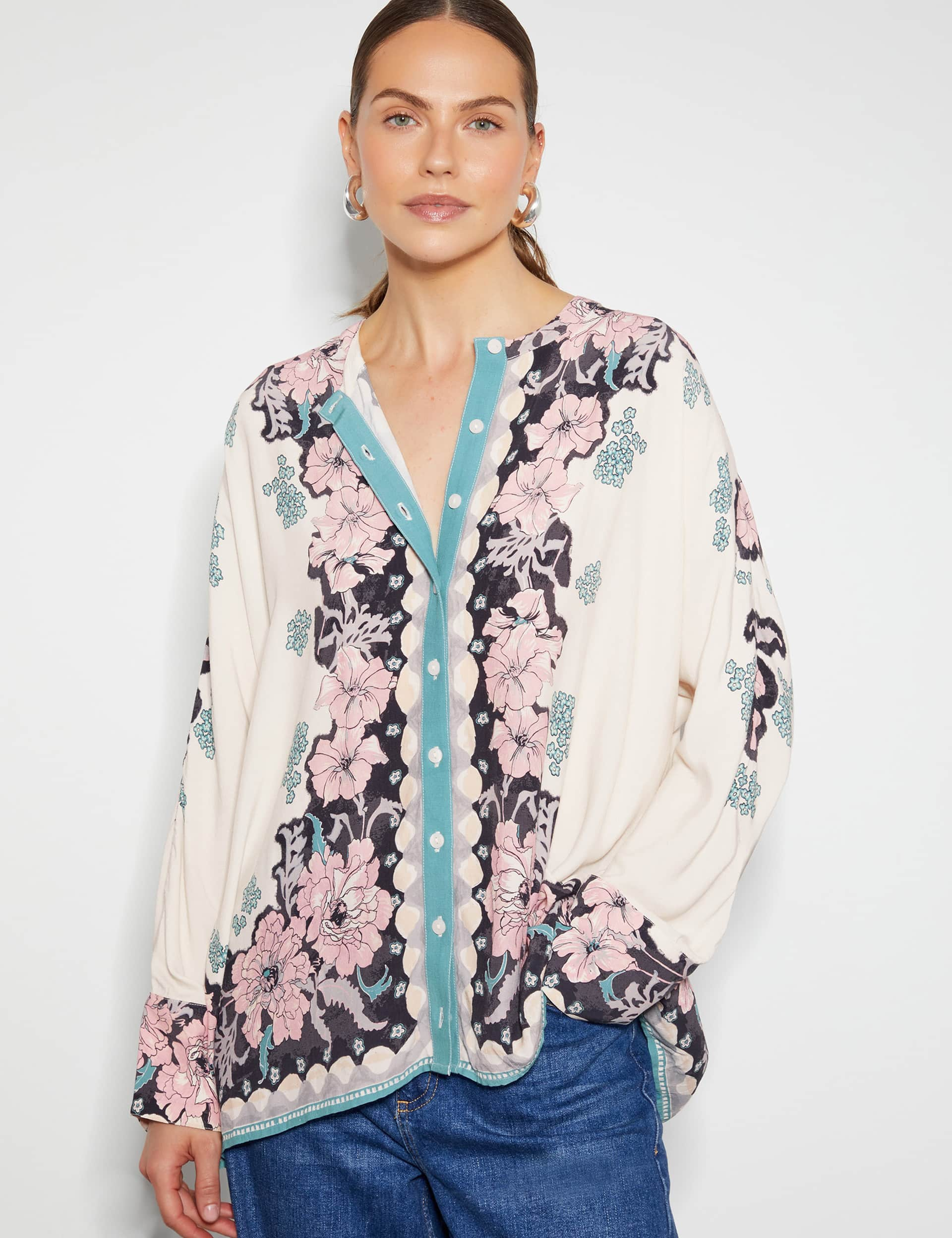 Monsoon Women's Floral Blouse - M - Ivory Mix, Ivory Mix