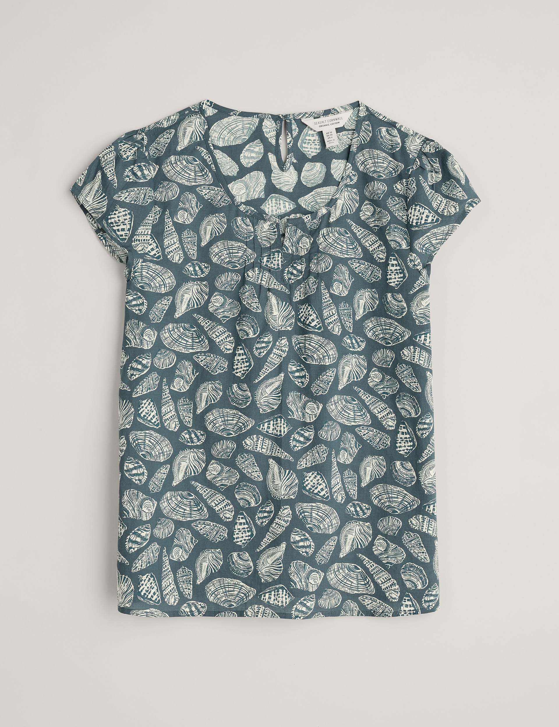 Seasalt Cornwall Women's Pure Cotton Shell Print T-Shirt - 8 - Blue Mix, Blue Mix