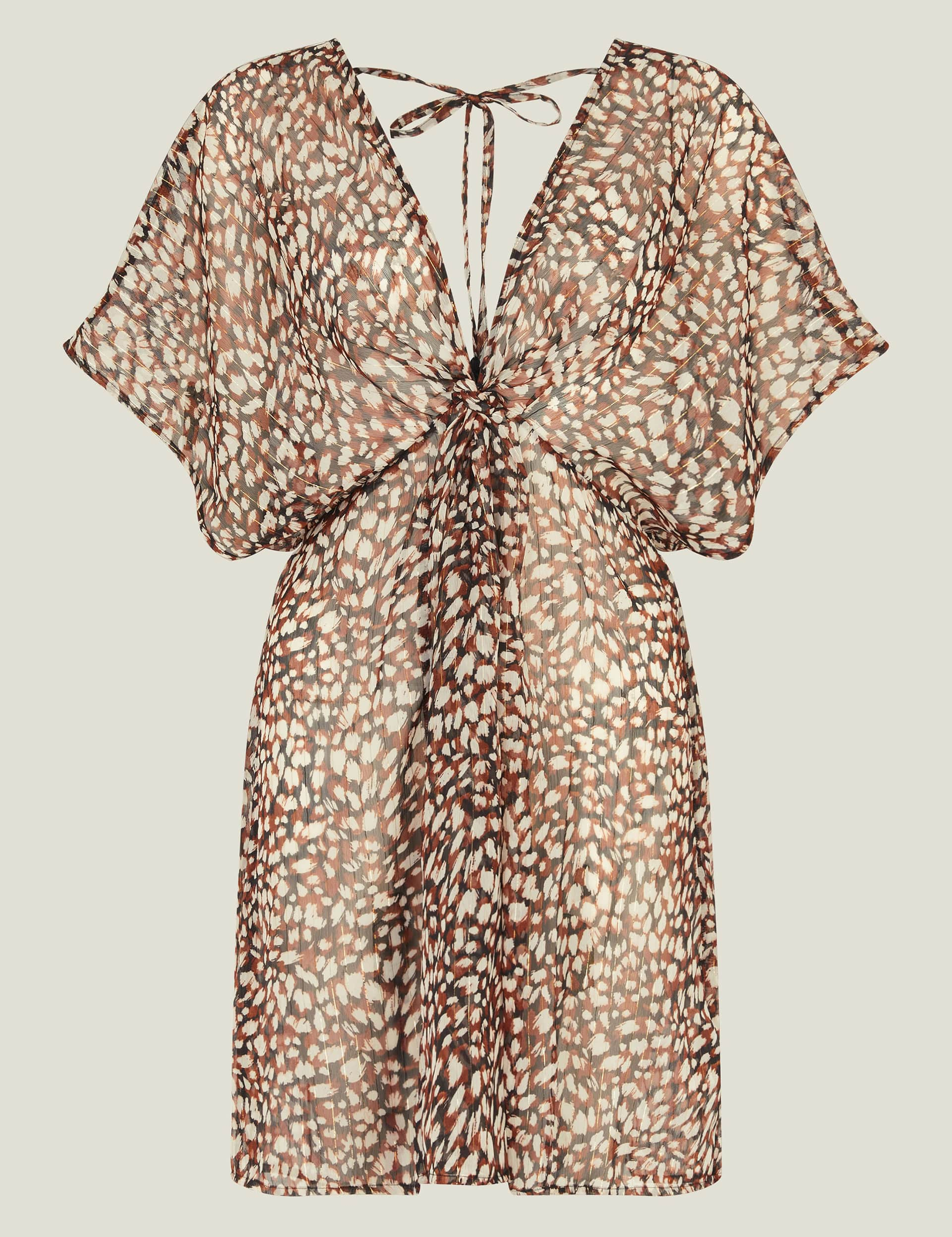 Accessorize Women's Chiffon Animal Print Beach Cover Up Kaftan - Brown Mix, Brown Mix