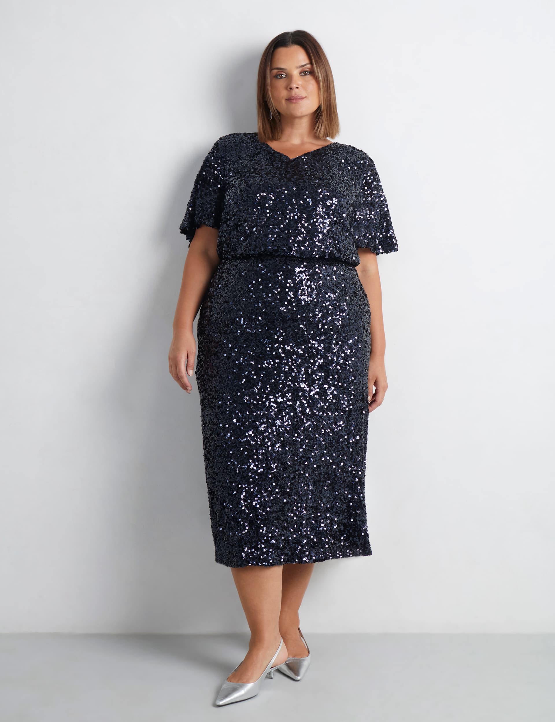 Live Unlimited London Women's Sequin Midaxi A-Line Skirt - 18 - Navy, Navy