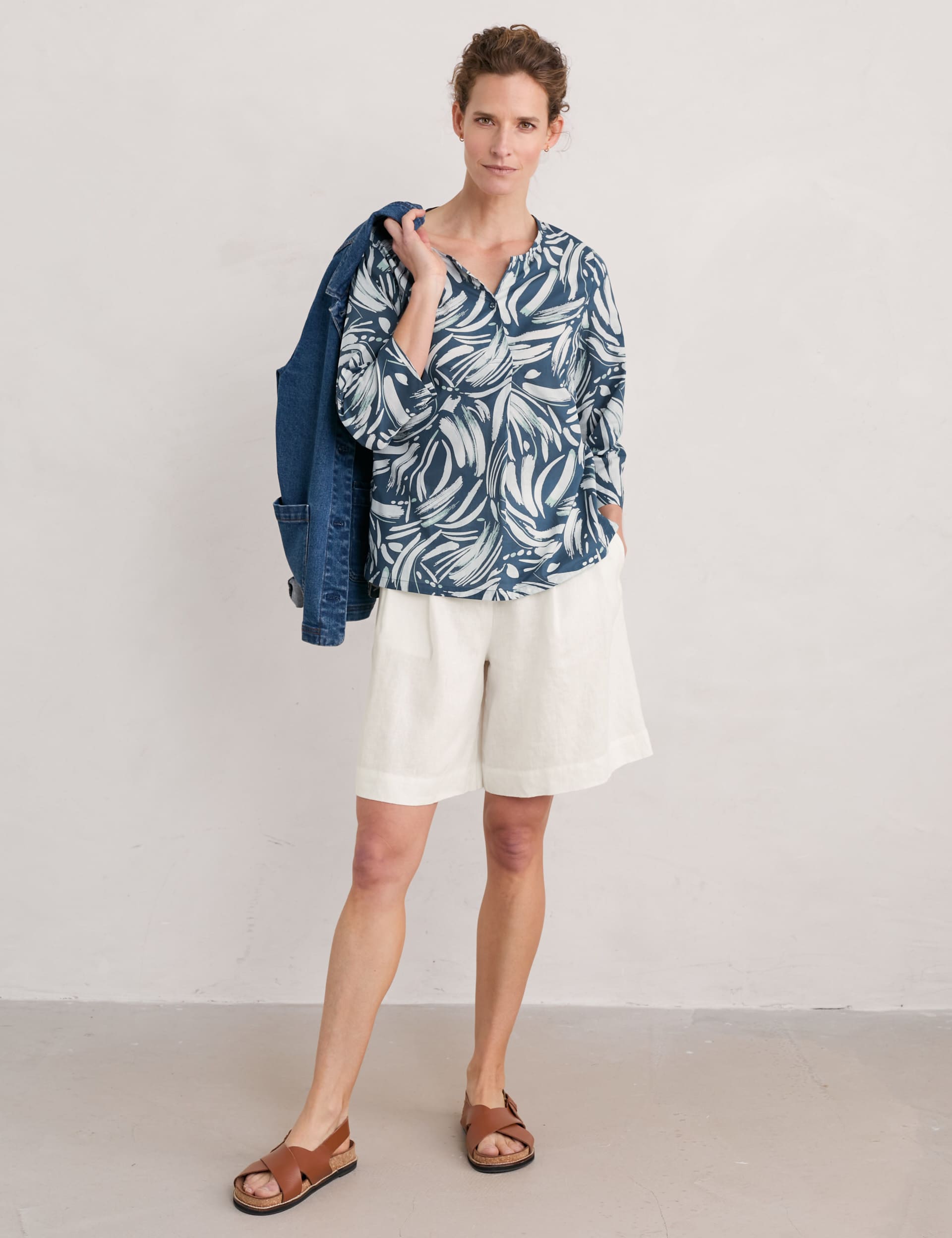 Seasalt Cornwall Women's Pure Cotton Floral V-Neck Blouse