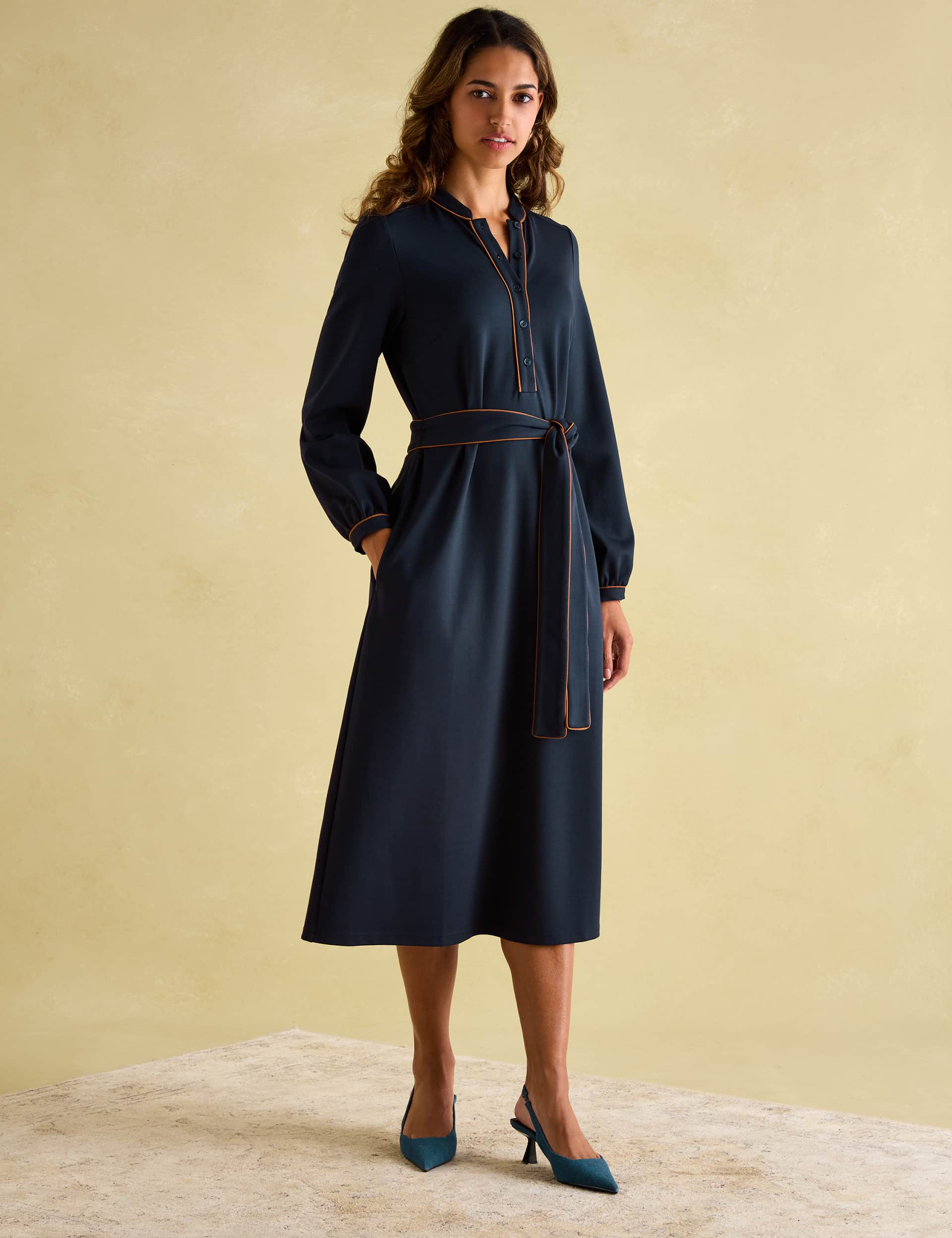 Joules Women's Belted Midaxi Shirt Dress - 18 - Navy, Navy