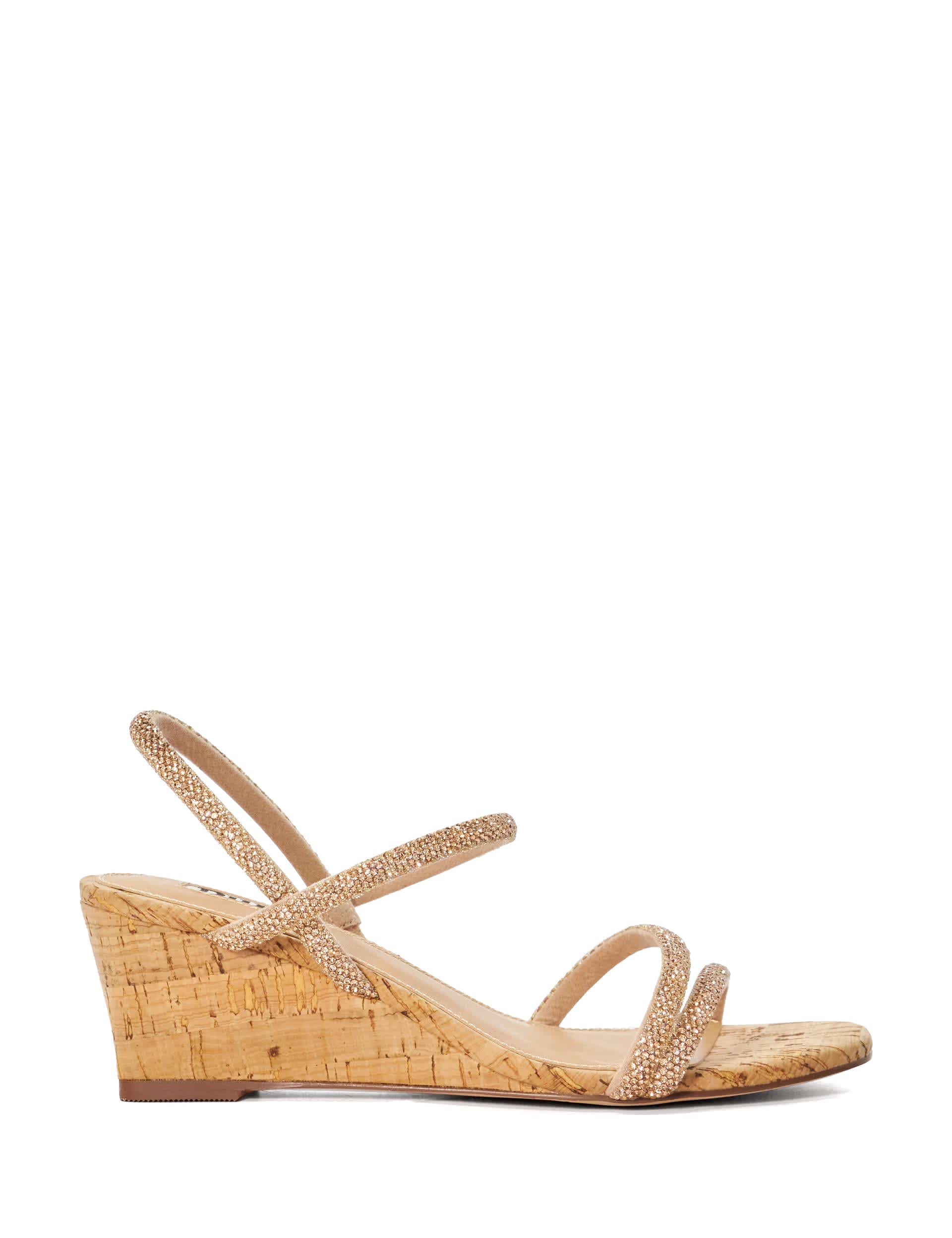 Dune London Women's Cork Embellished Strappy Wedge Sandals - 4 - Blush, Blush