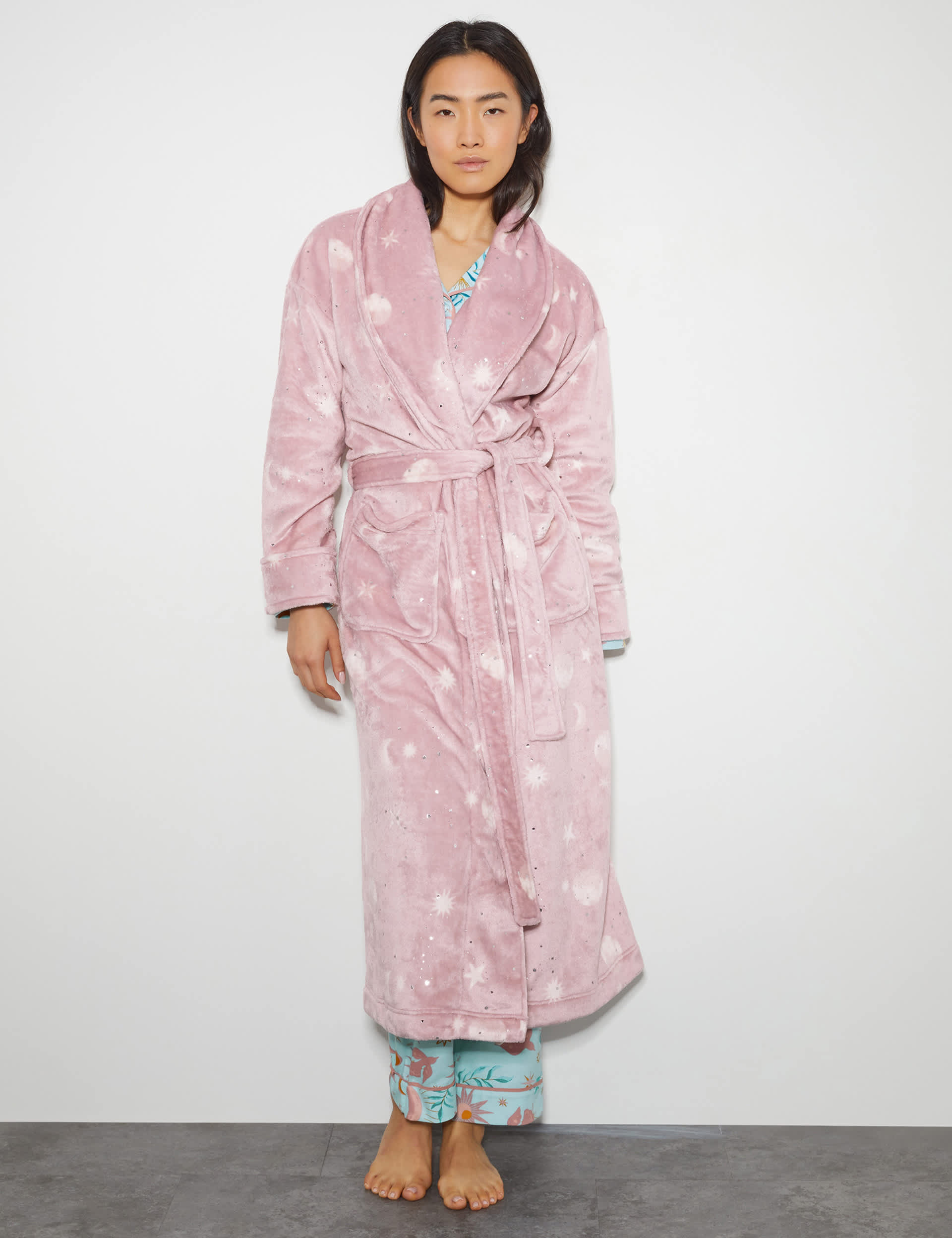 Monsoon Women's Star Print Dressing Gown - L - Pink Mix, Pink Mix