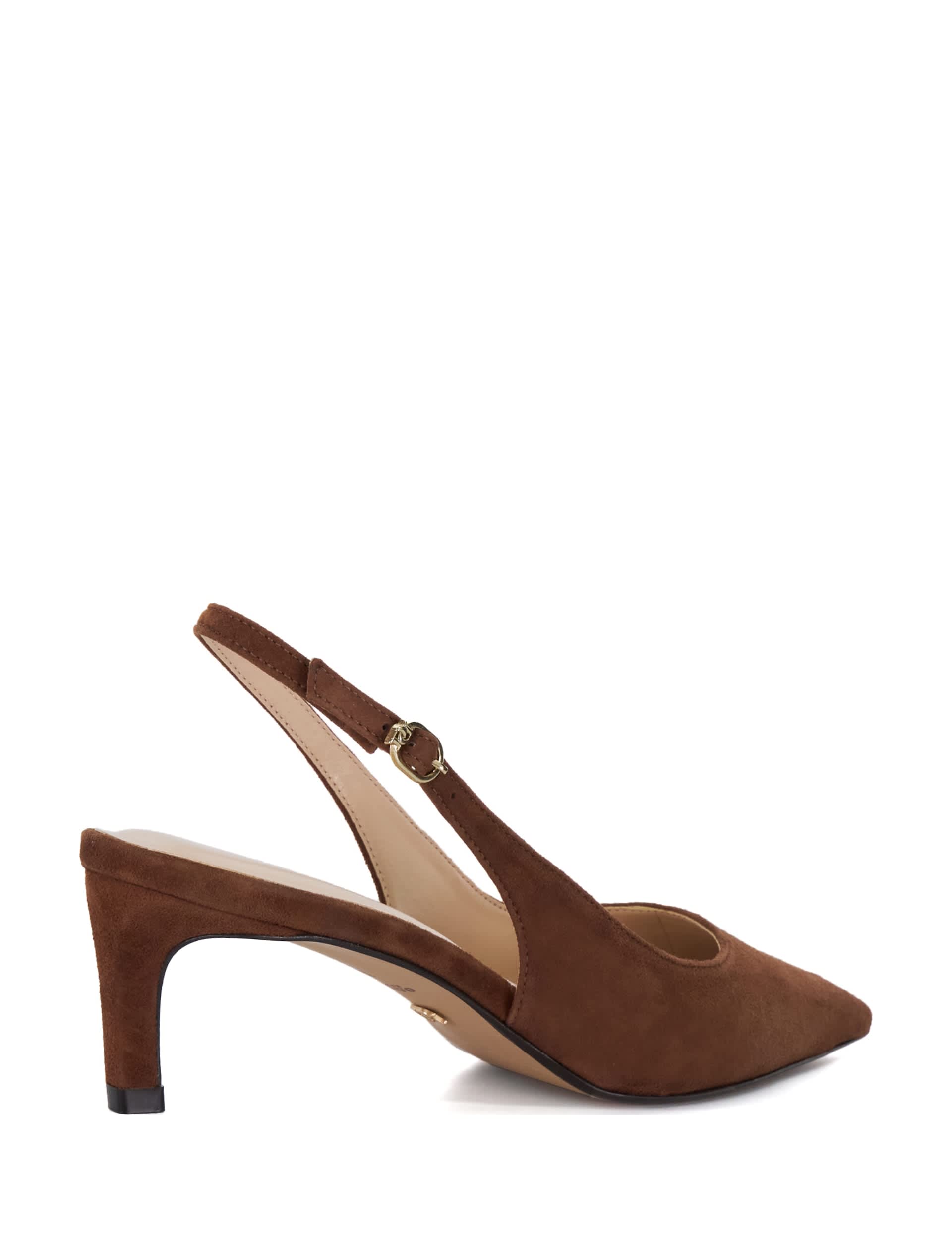 Dune London Women's Suede Kitten Heel Pointed Slingback Shoes - 5 - Brown, Brown