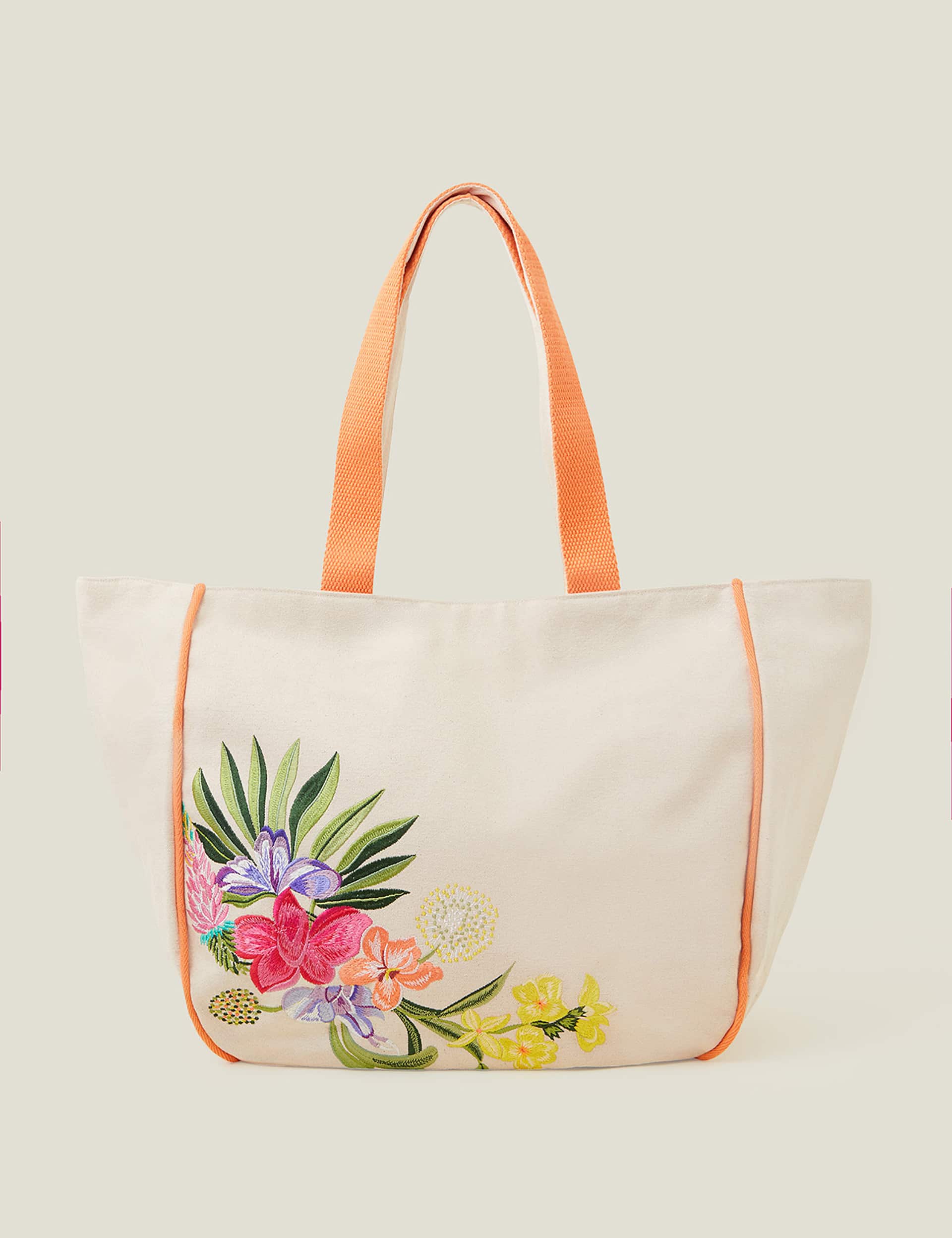 Accessorize Women's Pure Cotton Floral Embroidered Tote Bag